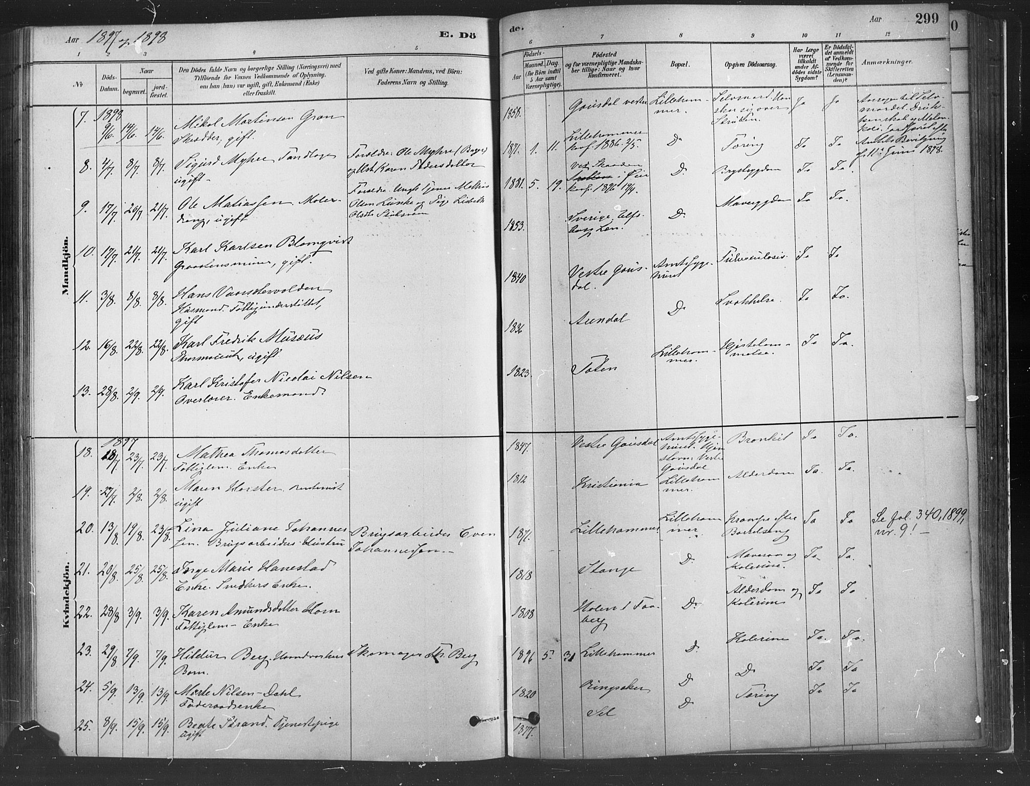 Fåberg prestekontor, SAH/PREST-086/H/Ha/Haa/L0010: Parish register (official) no. 10, 1879-1900, p. 299