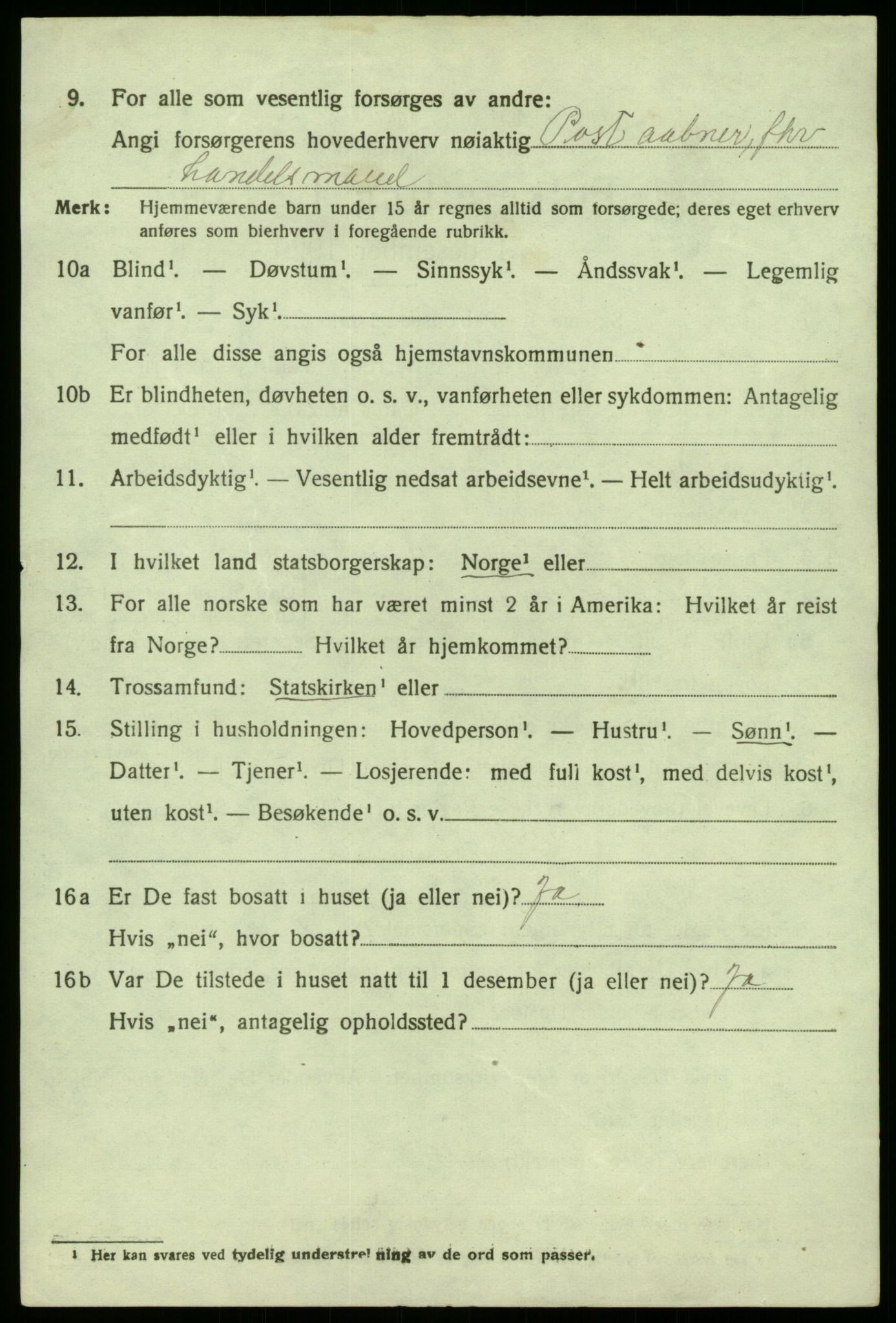 SAB, 1920 census for Austrheim, 1920, p. 3191