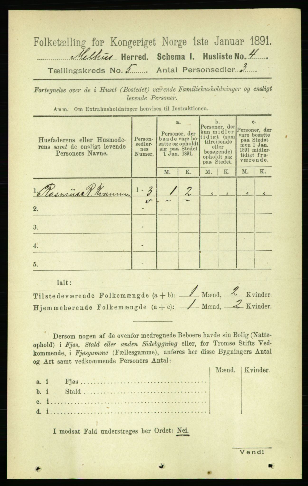 RA, 1891 census for 1653 Melhus, 1891, p. 2355