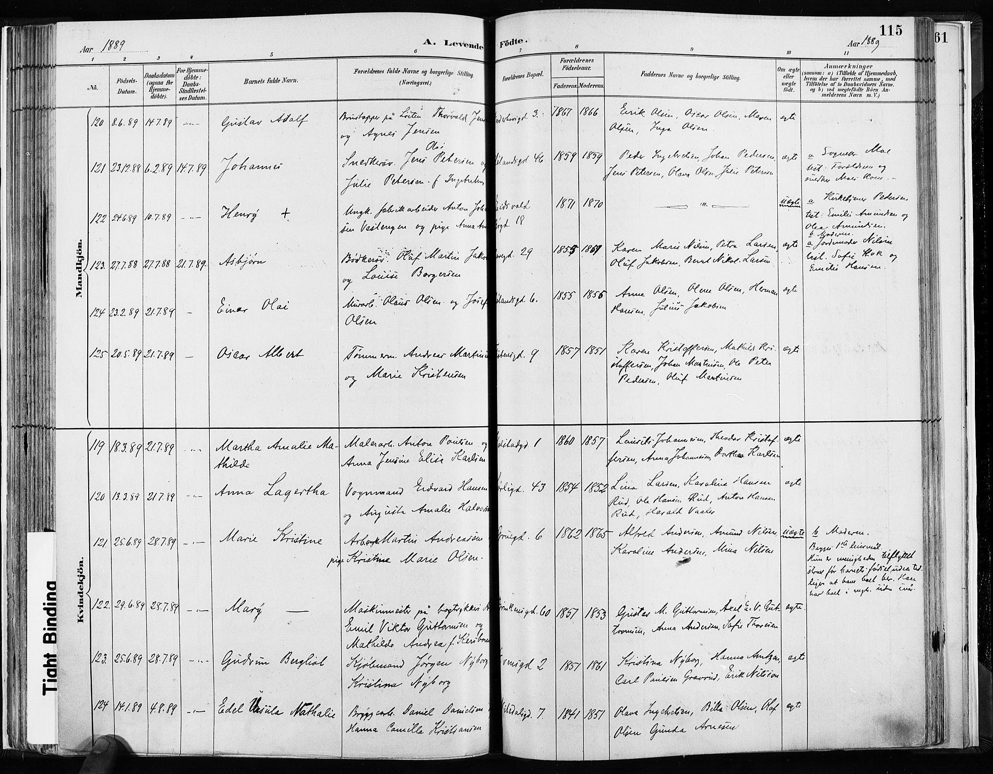 Kampen prestekontor Kirkebøker, SAO/A-10853/F/Fa/L0003: Parish register (official) no. I 3, 1886-1892, p. 115