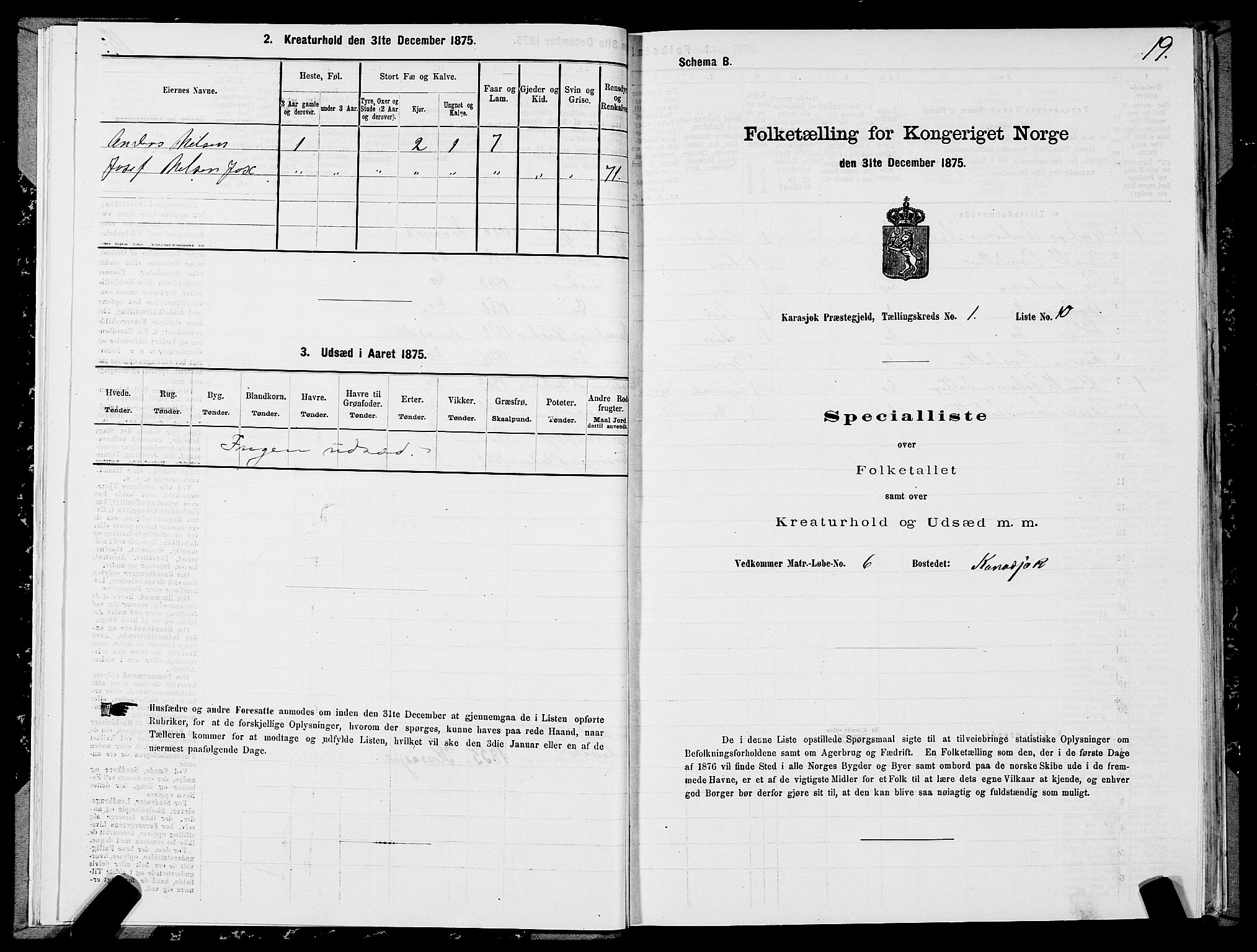 SATØ, 1875 census for 2021P Karasjok, 1875, p. 1019