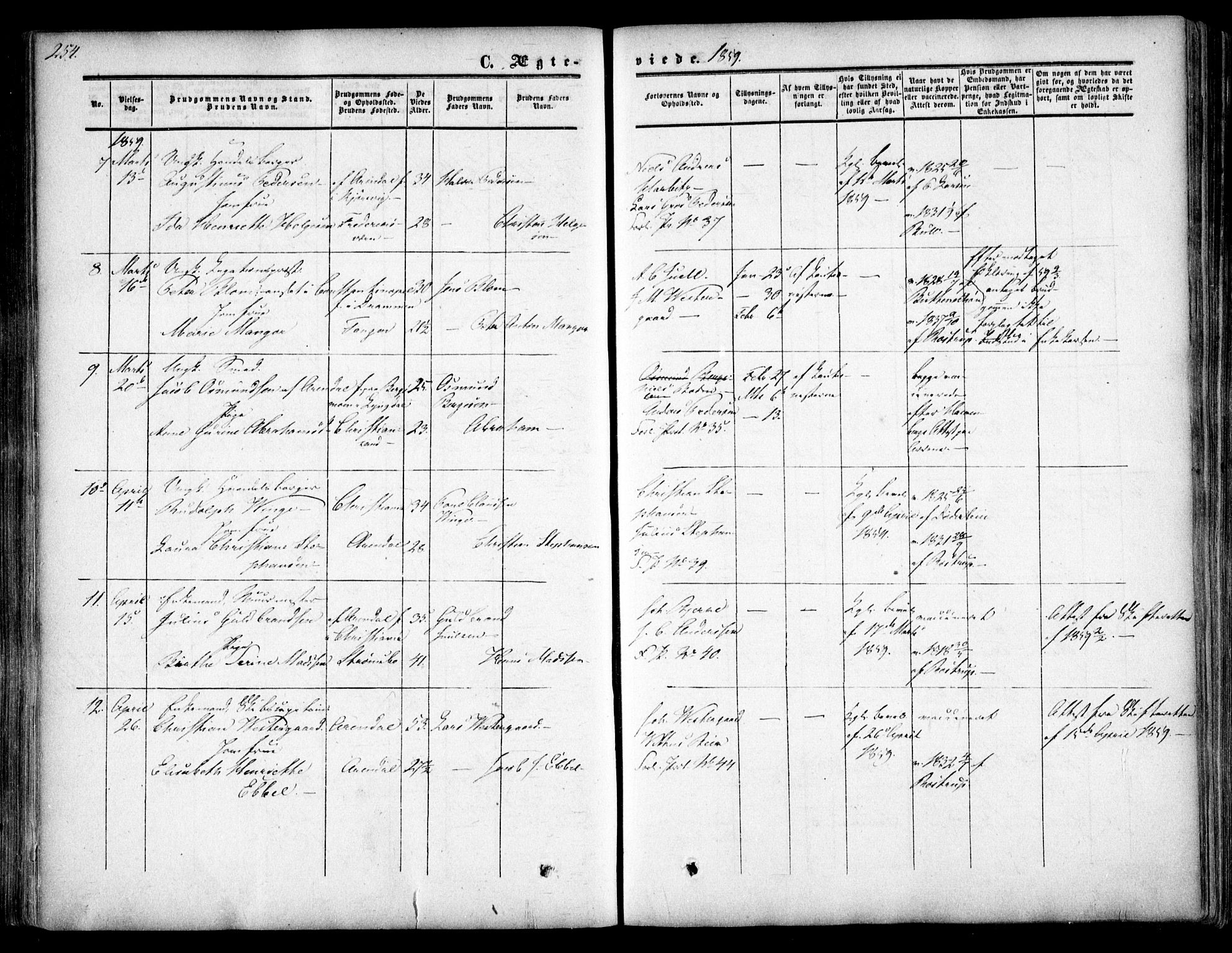 Arendal sokneprestkontor, Trefoldighet, SAK/1111-0040/F/Fa/L0006: Parish register (official) no. A 6, 1855-1868, p. 254