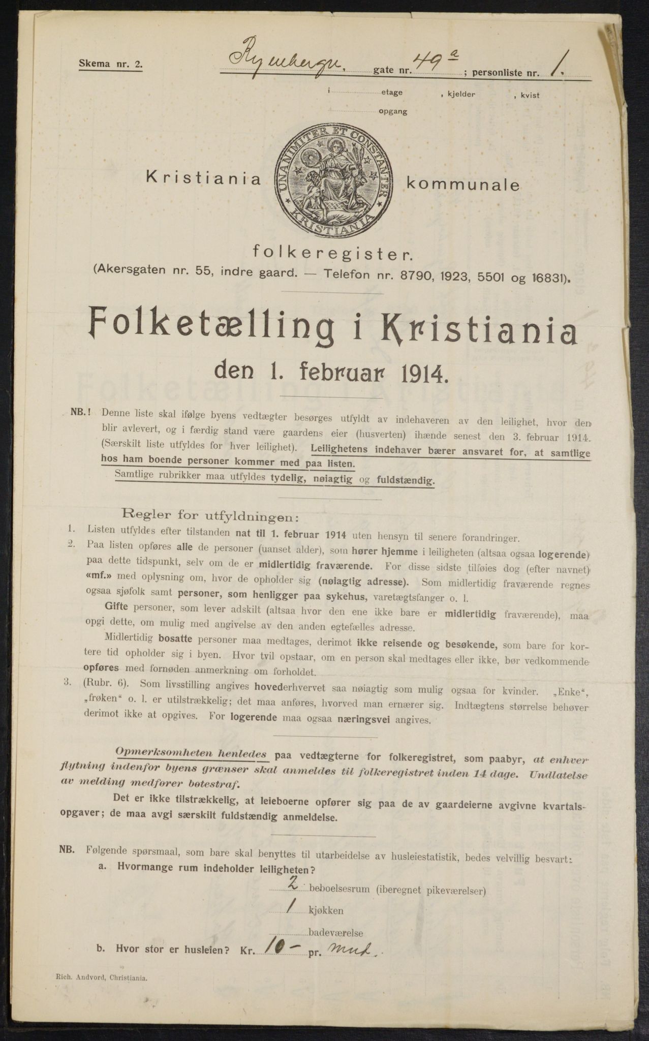 OBA, Municipal Census 1914 for Kristiania, 1914, p. 85719