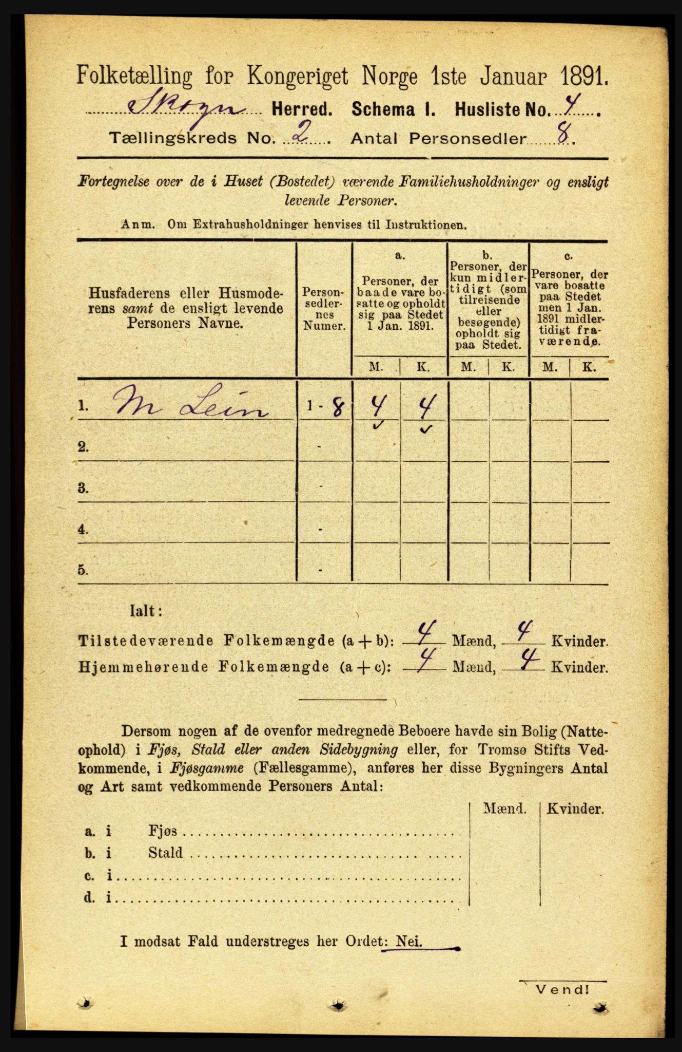 RA, 1891 census for 1719 Skogn, 1891, p. 870