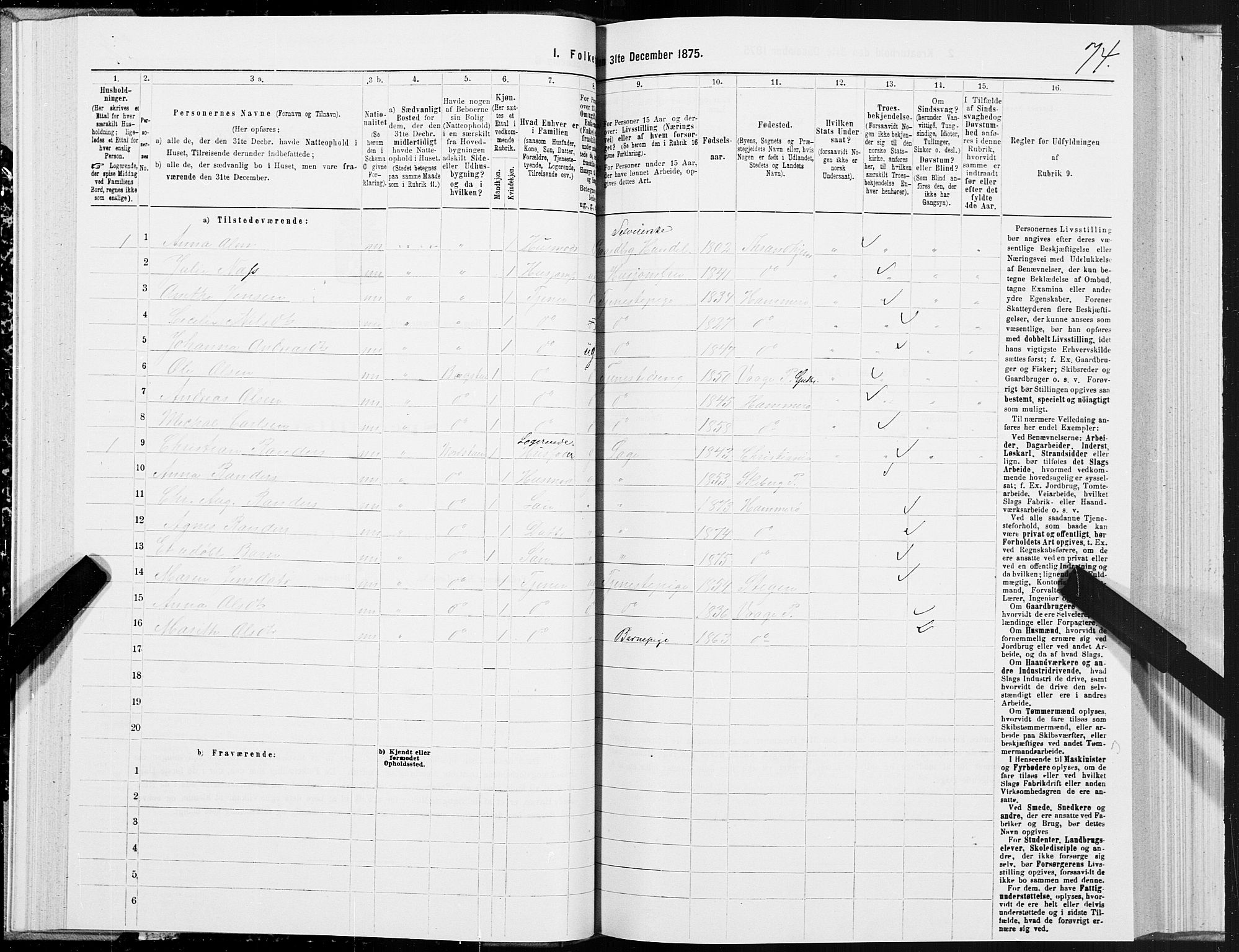 SAT, 1875 census for 1849P Hamarøy, 1875, p. 2074