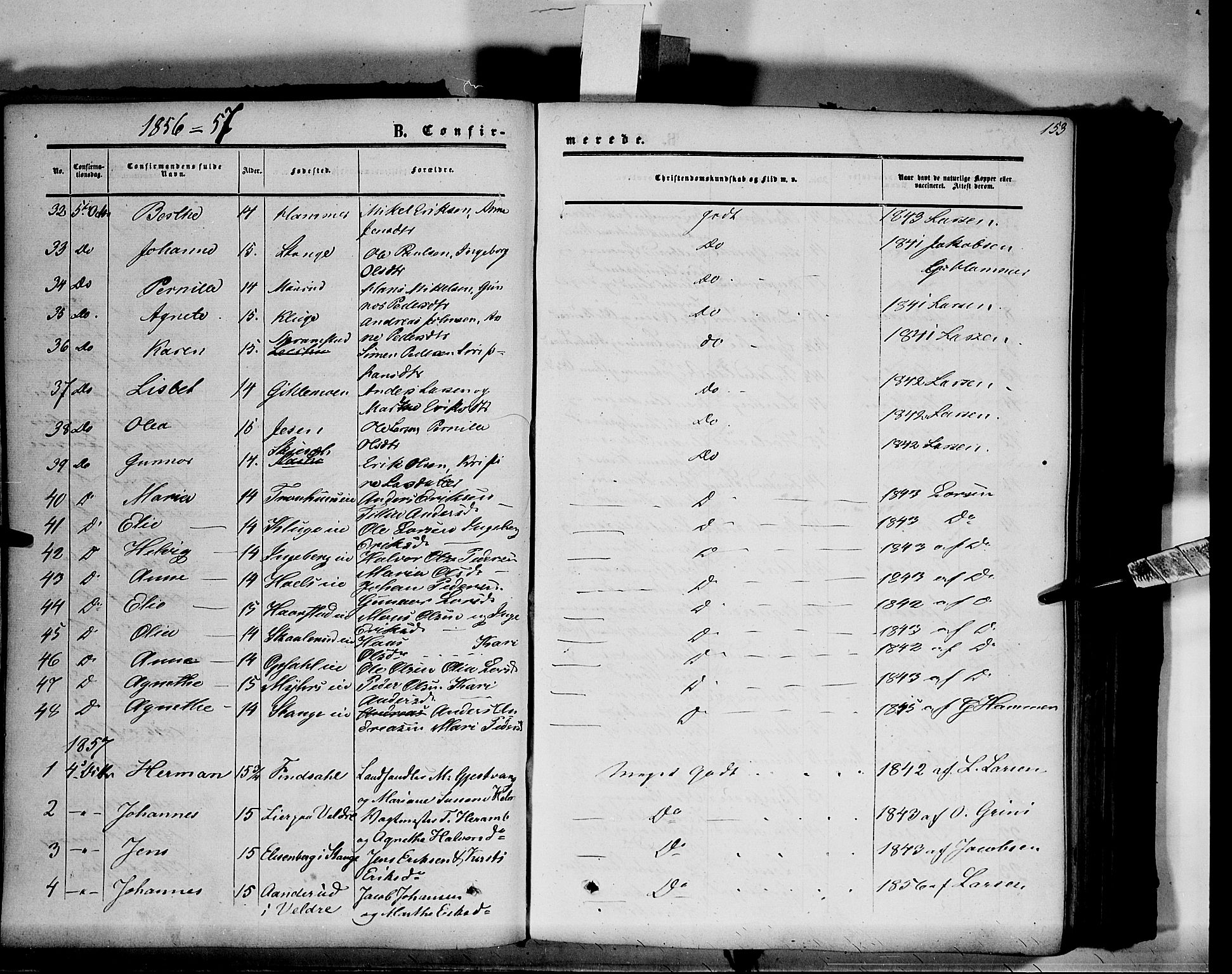 Vang prestekontor, Hedmark, AV/SAH-PREST-008/H/Ha/Haa/L0012: Parish register (official) no. 12, 1855-1870, p. 153