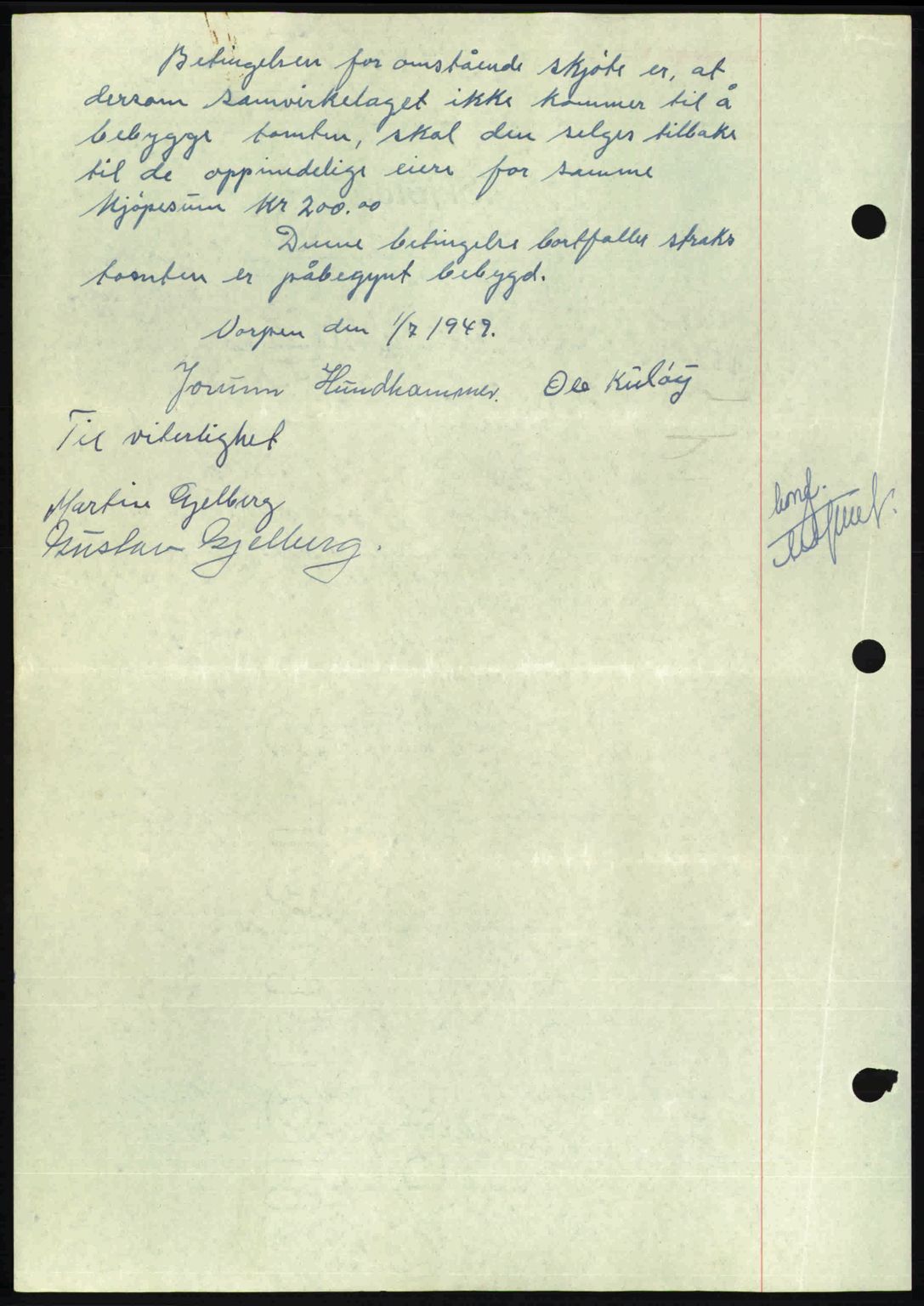 Nordmøre sorenskriveri, AV/SAT-A-4132/1/2/2Ca: Mortgage book no. A112, 1949-1949, Diary no: : 2228/1949