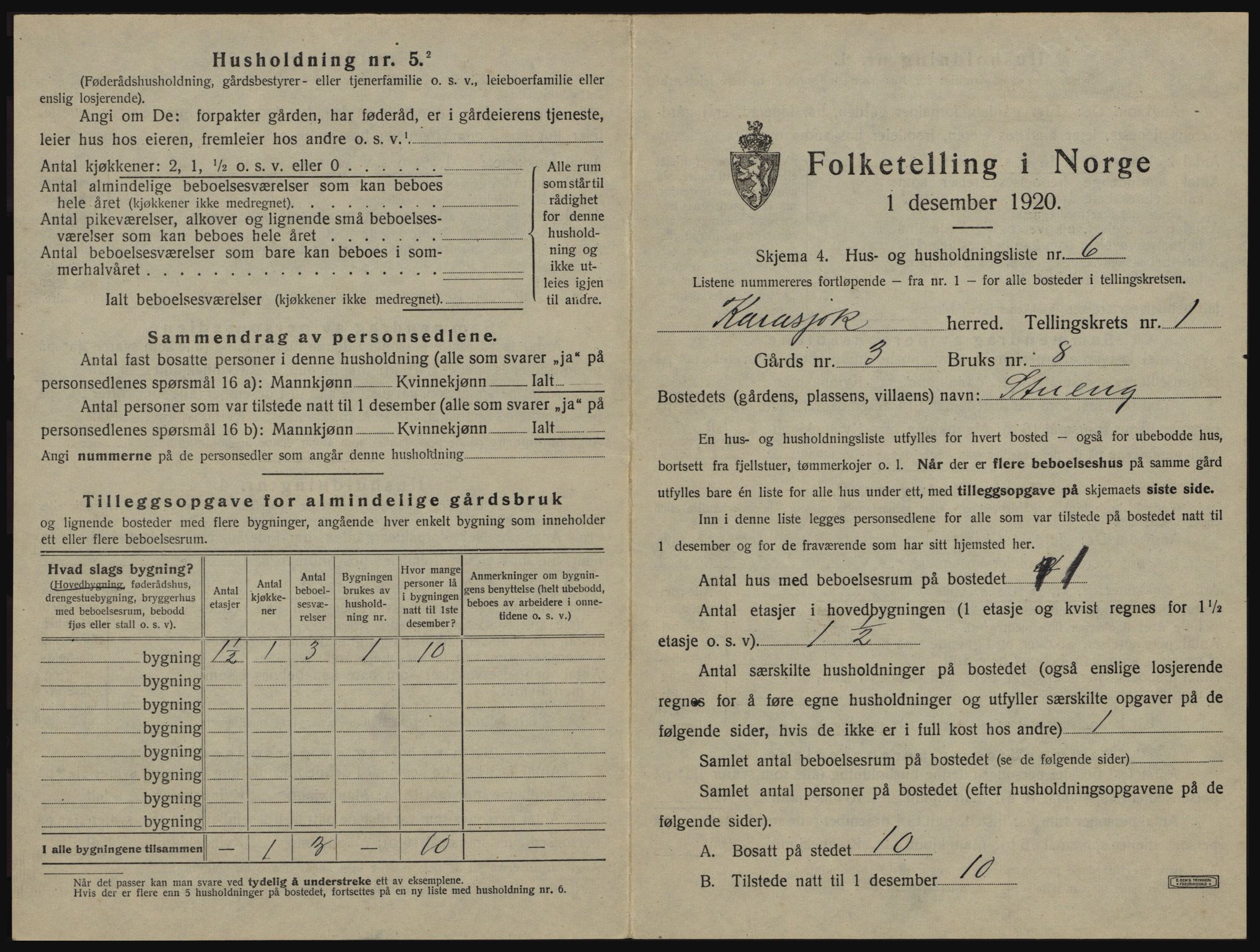 SATØ, 1920 census for Karasjok, 1920, p. 38