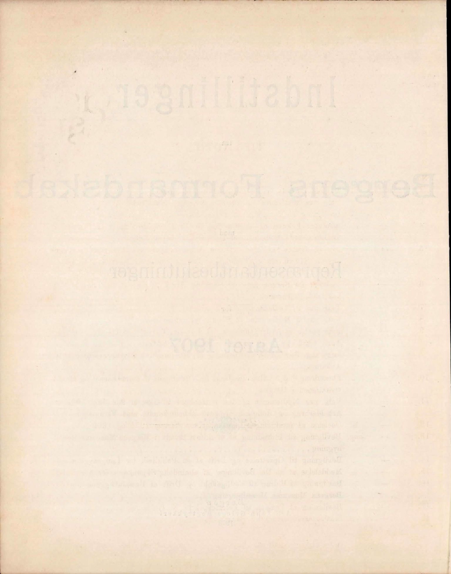 Bergen kommune. Formannskapet, BBA/A-0003/Ad/L0076: Bergens Kommuneforhandlinger, bind I, 1907