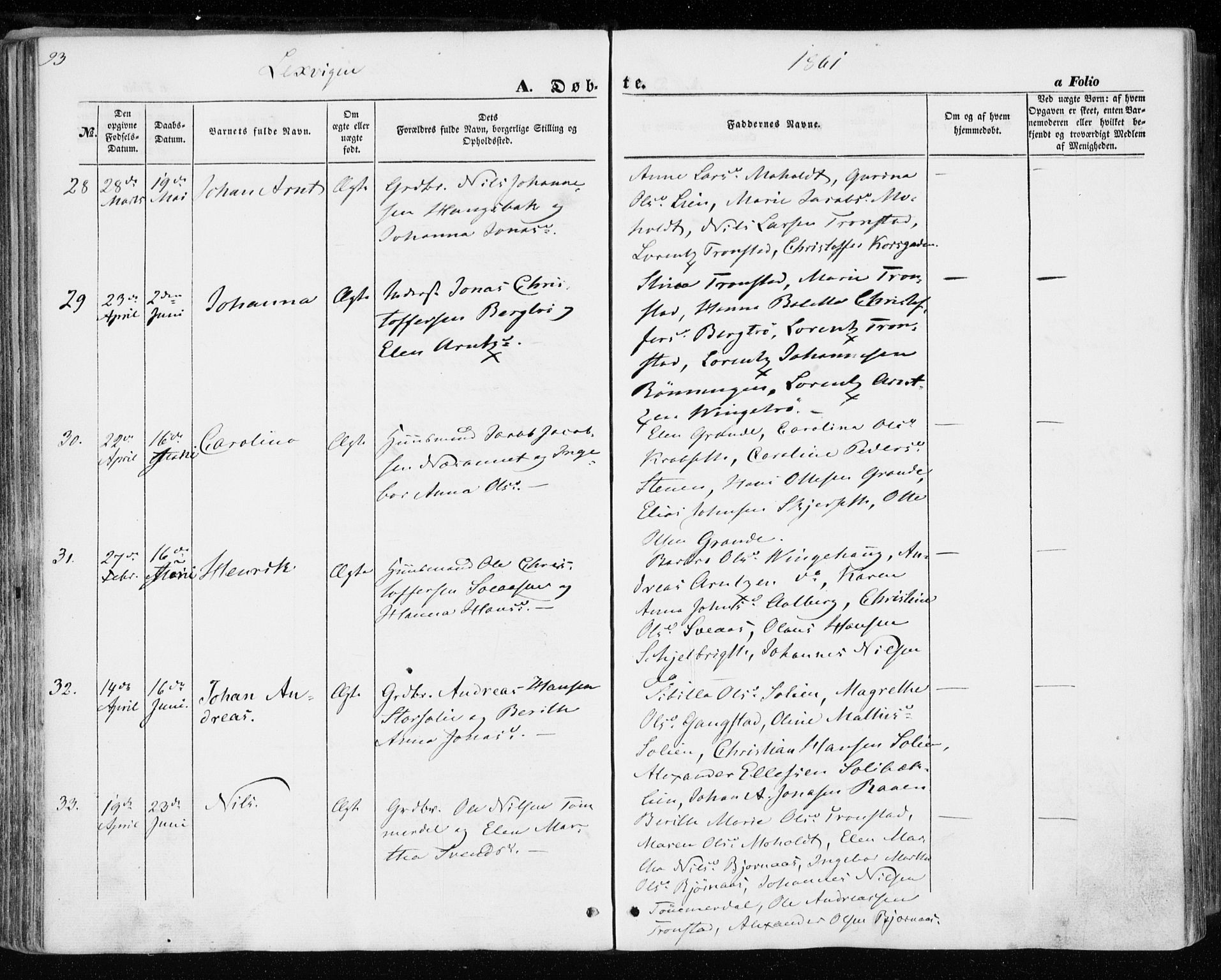 Ministerialprotokoller, klokkerbøker og fødselsregistre - Nord-Trøndelag, SAT/A-1458/701/L0008: Parish register (official) no. 701A08 /1, 1854-1863, p. 93