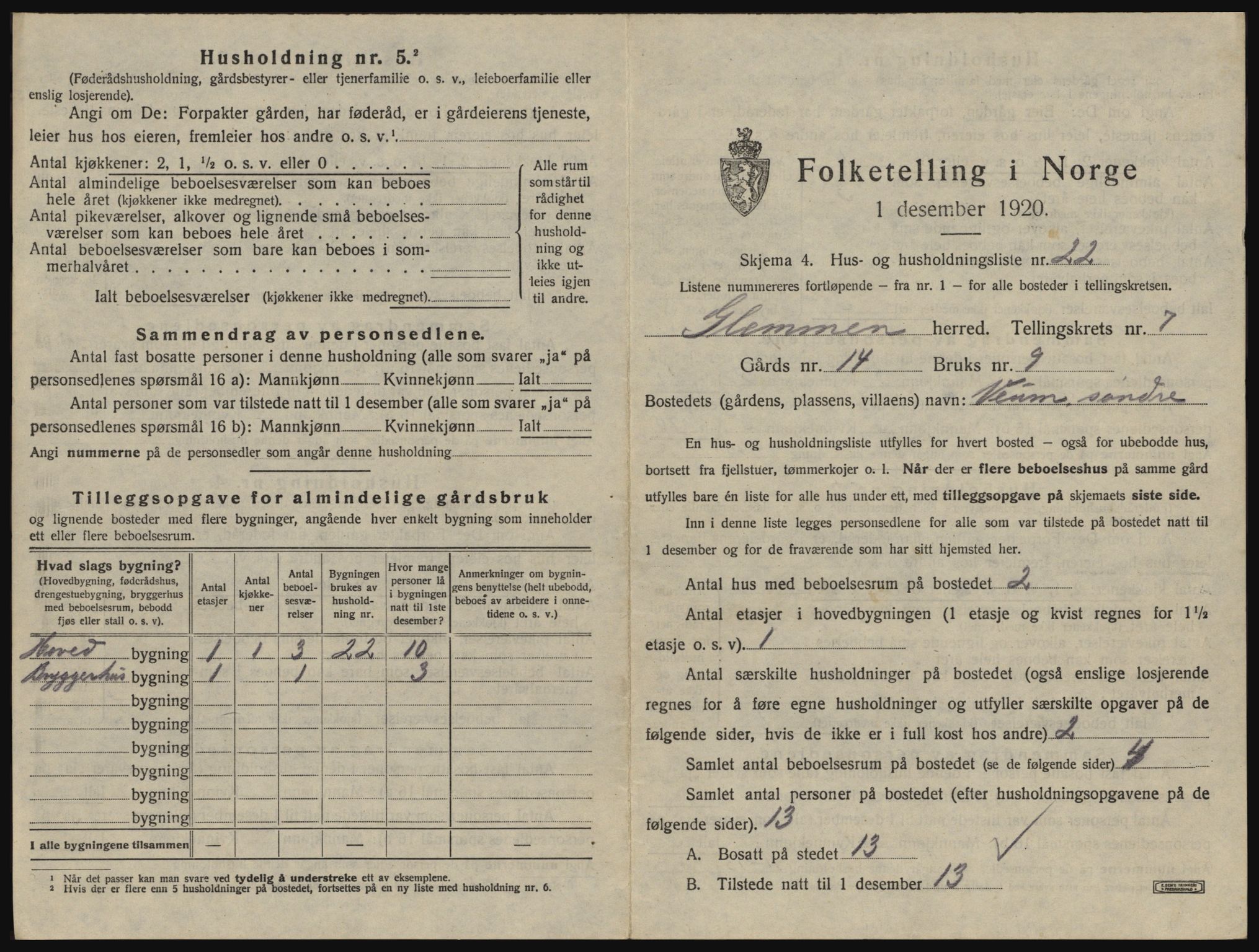 SAO, 1920 census for Glemmen, 1920, p. 2799