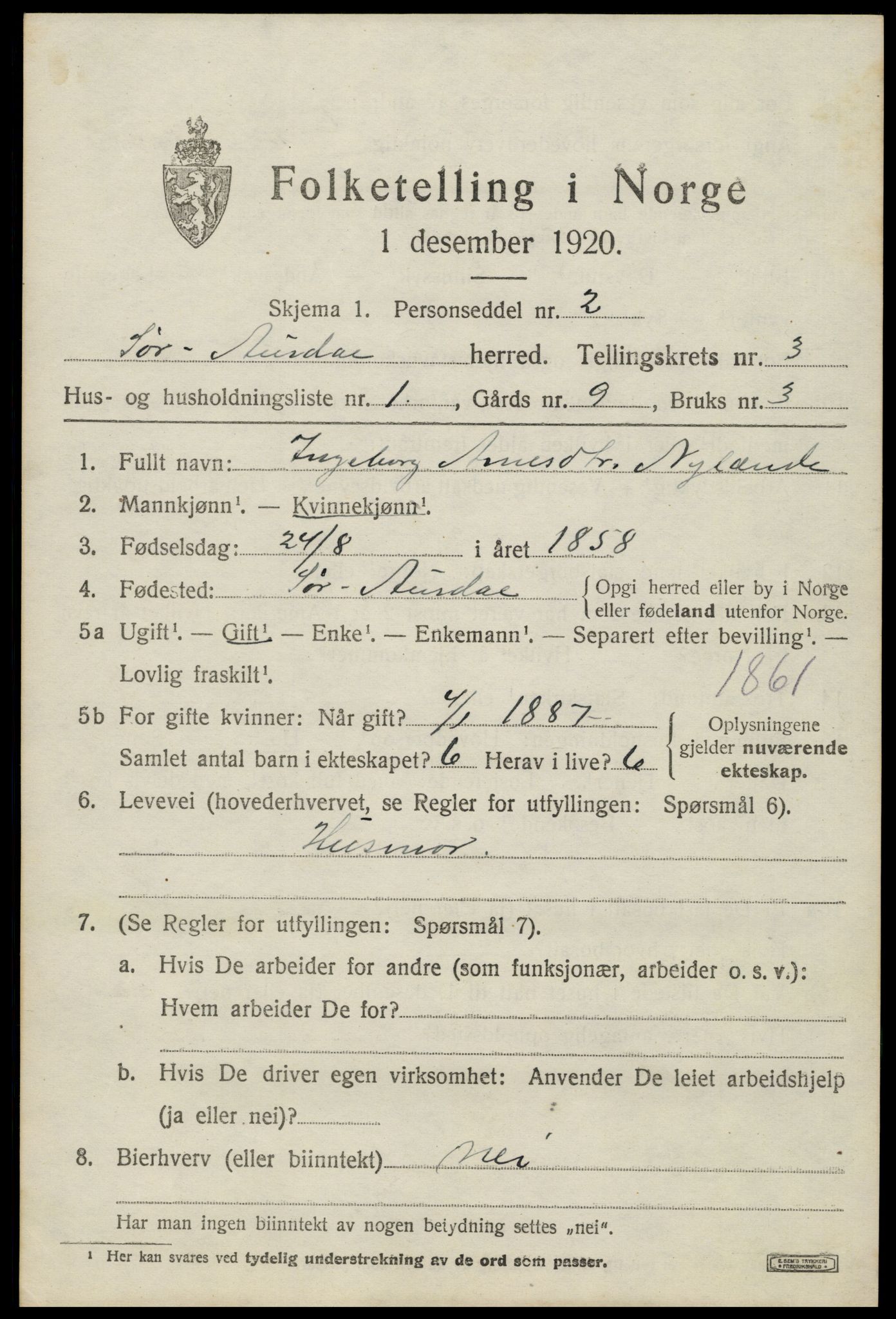 SAH, 1920 census for Sør-Aurdal, 1920, p. 1969