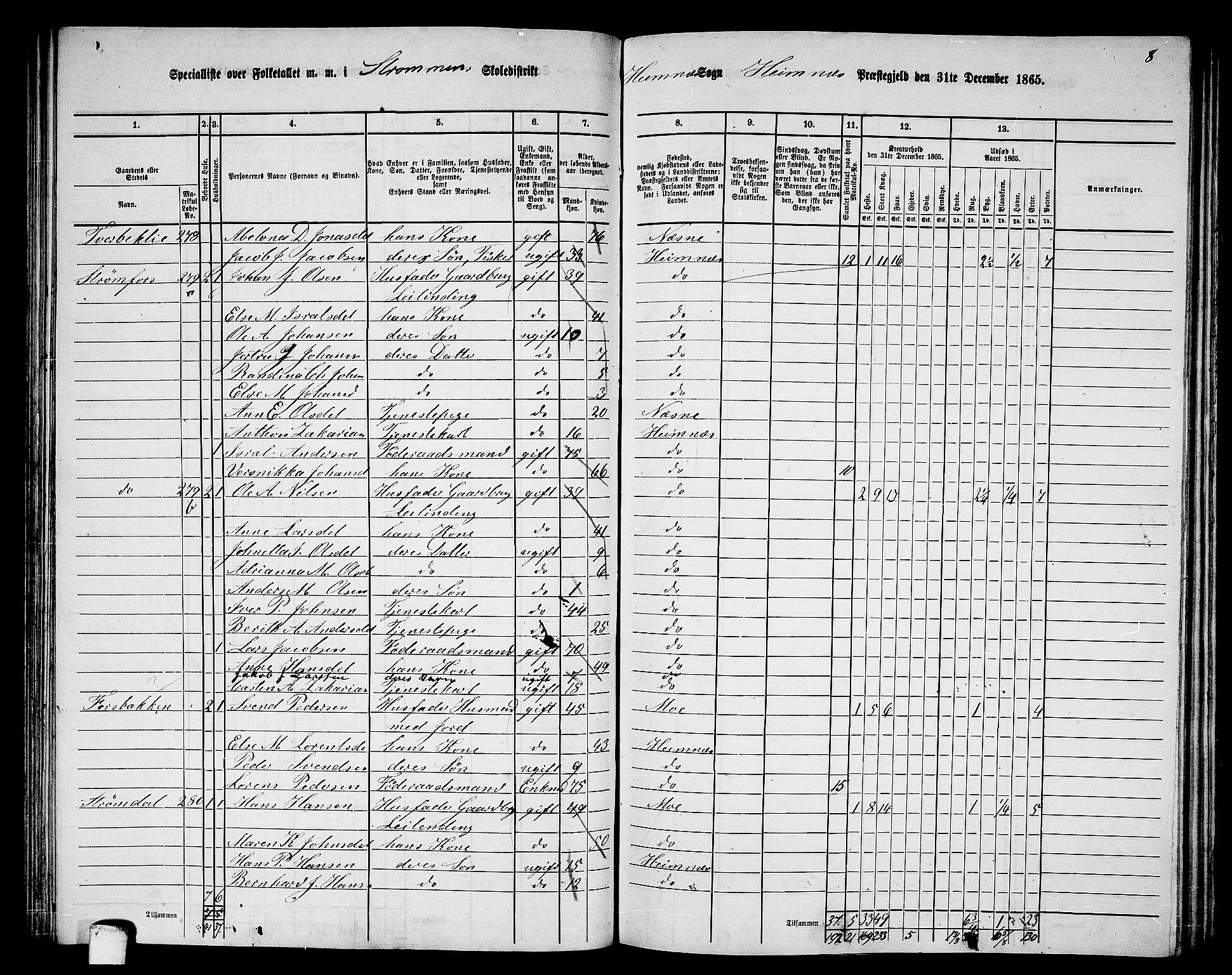 RA, 1865 census for Hemnes, 1865, p. 71