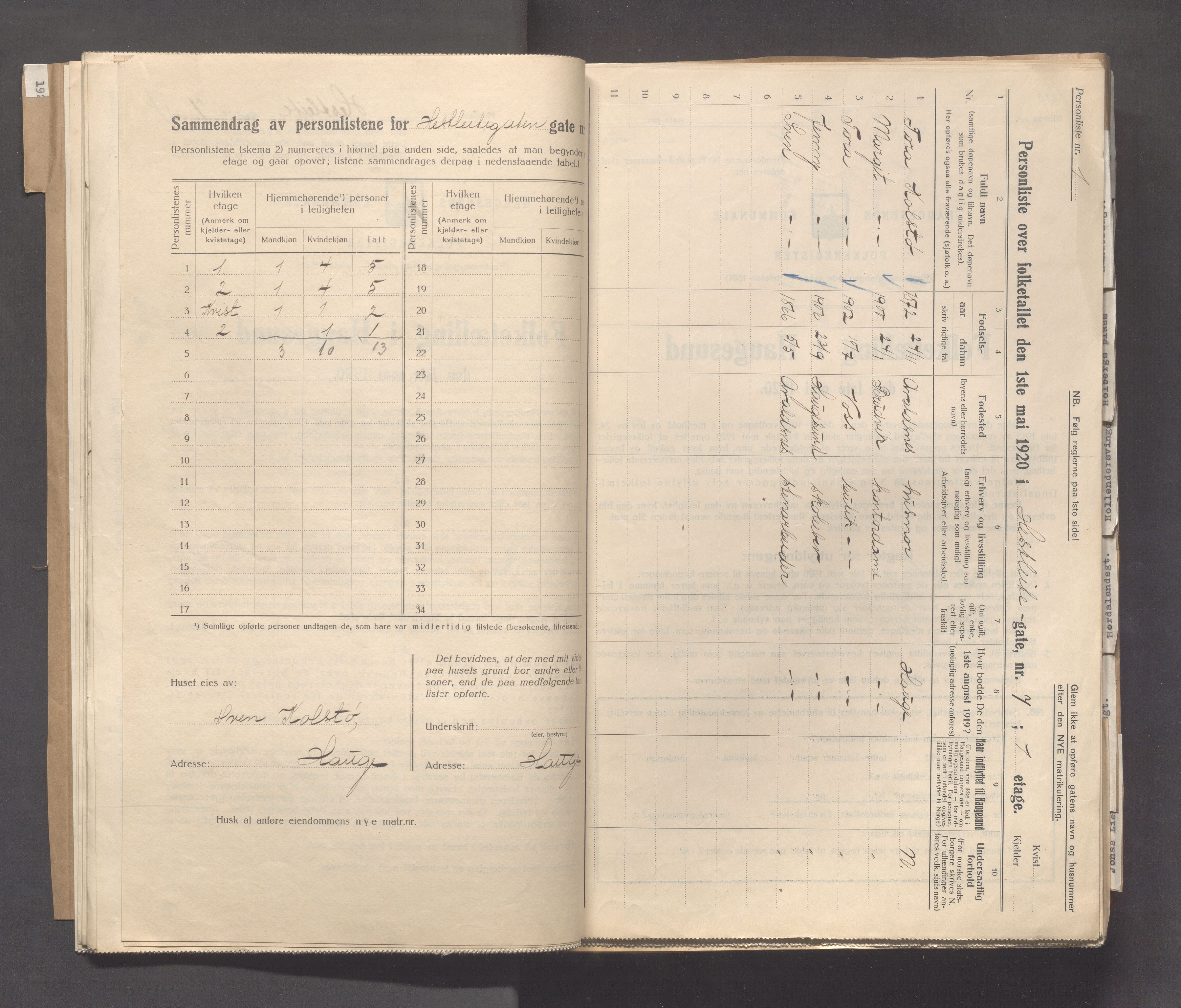 IKAR, Local census 1.5.1920 for Haugesund, 1920, p. 2116