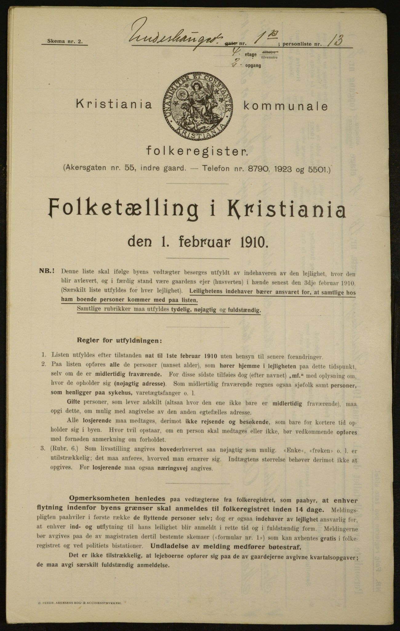 OBA, Municipal Census 1910 for Kristiania, 1910, p. 113503