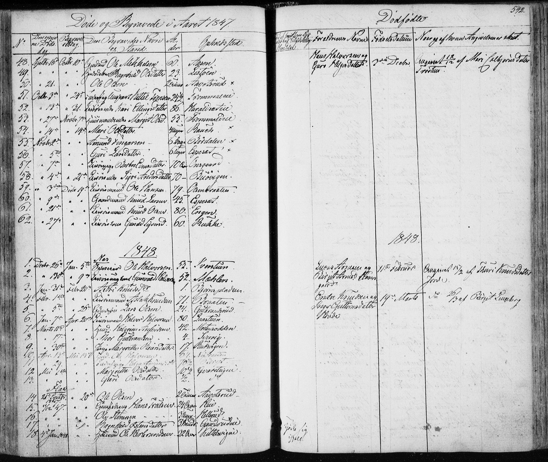 Nes kirkebøker, SAKO/A-236/F/Fa/L0009: Parish register (official) no. 9, 1834-1863, p. 542