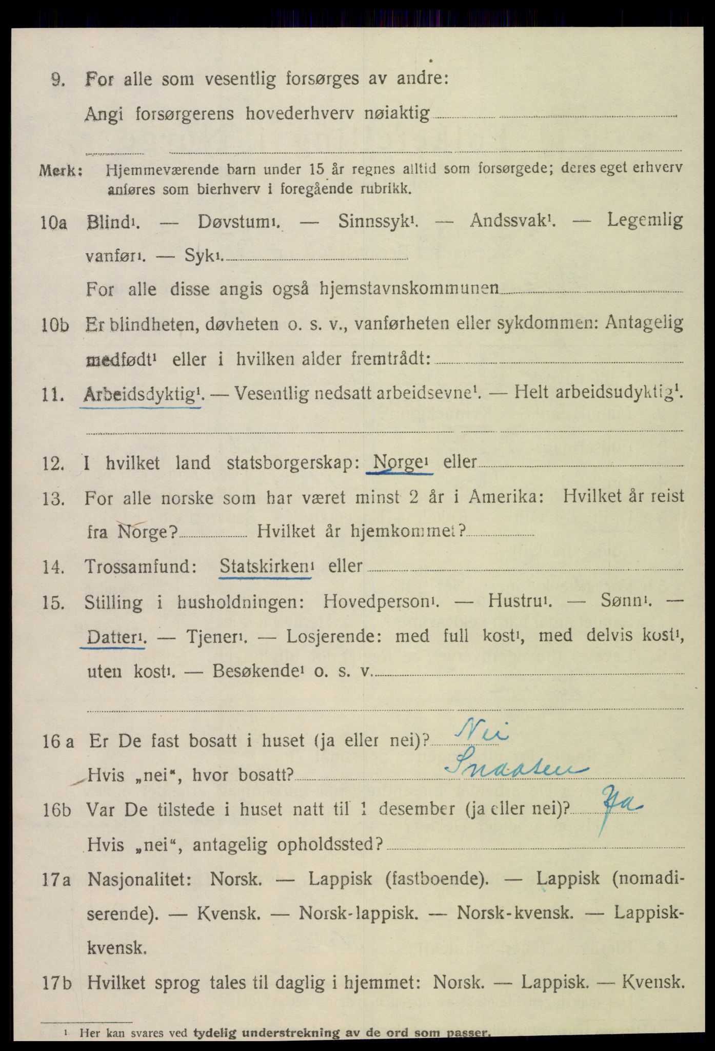 SAT, 1920 census for Kvam, 1920, p. 2020