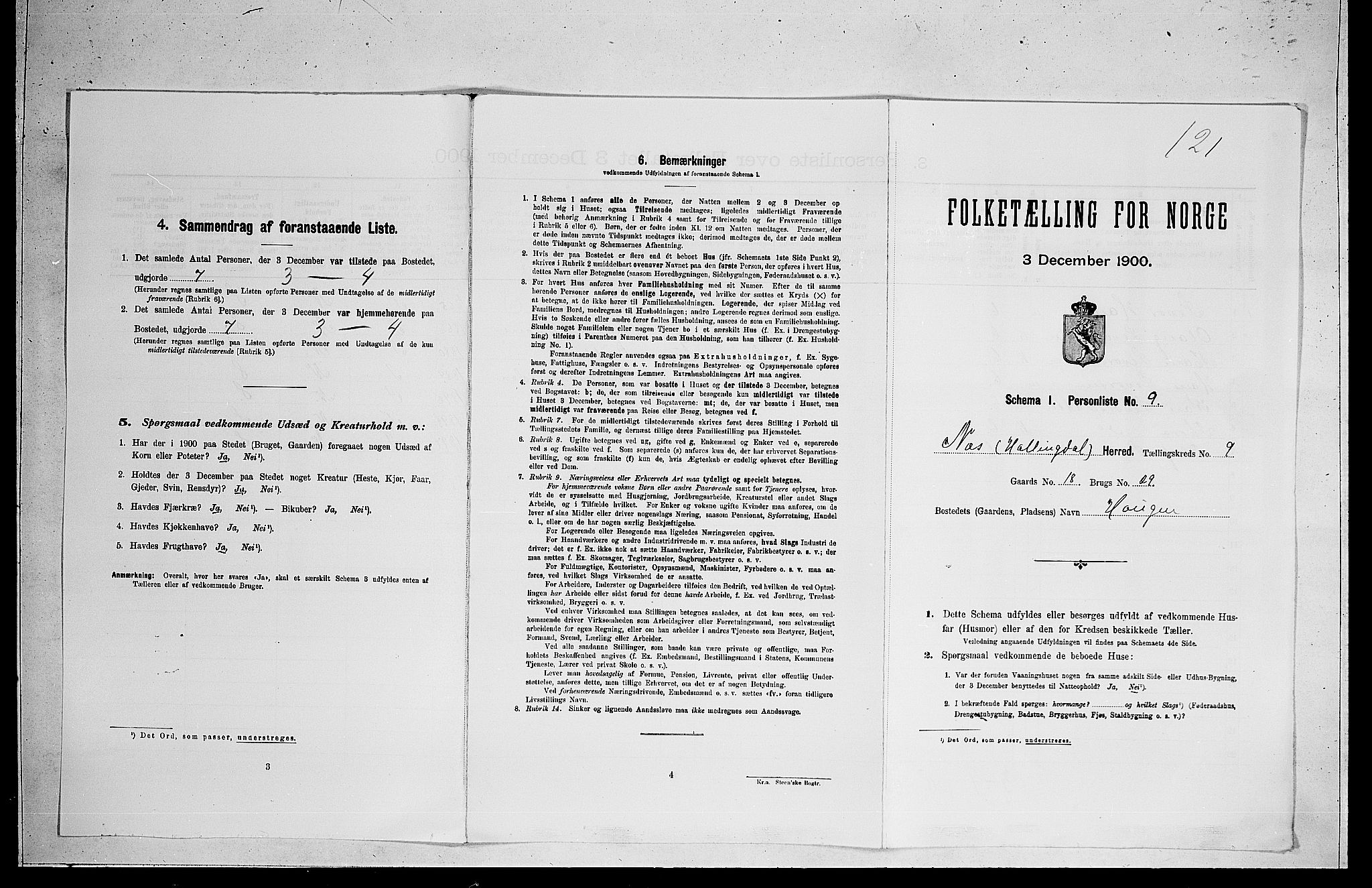 RA, 1900 census for Nes, 1900, p. 935