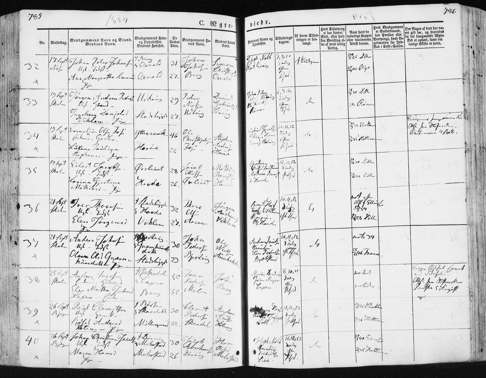 Ministerialprotokoller, klokkerbøker og fødselsregistre - Sør-Trøndelag, SAT/A-1456/659/L0736: Parish register (official) no. 659A06, 1842-1856, p. 785-786