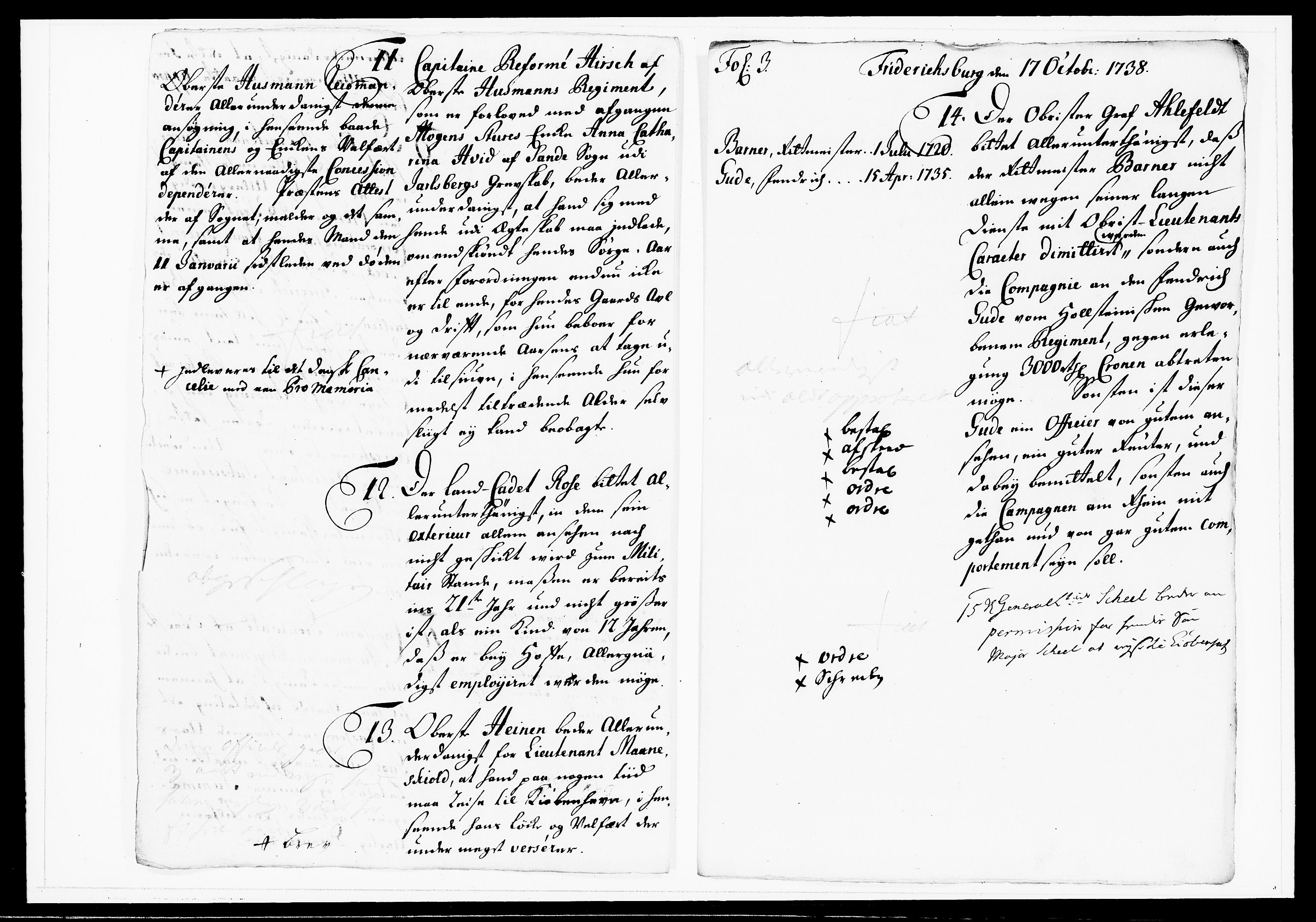 Krigskollegiet, Krigskancelliet, DRA/A-0006/-/1143-1150: Refererede sager, 1738, p. 461