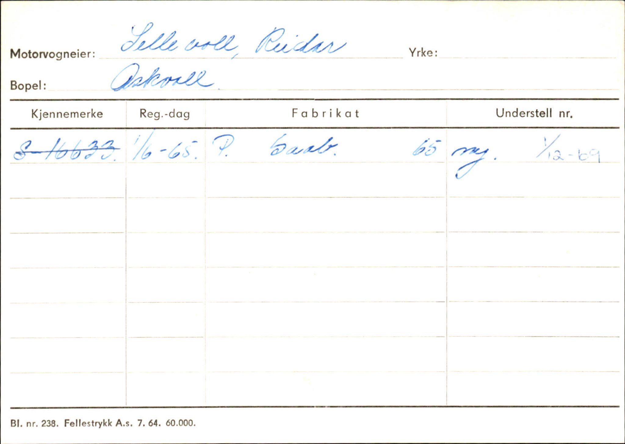 Statens vegvesen, Sogn og Fjordane vegkontor, AV/SAB-A-5301/4/F/L0132: Eigarregister Askvoll A-Å. Balestrand A-Å, 1945-1975, p. 1075