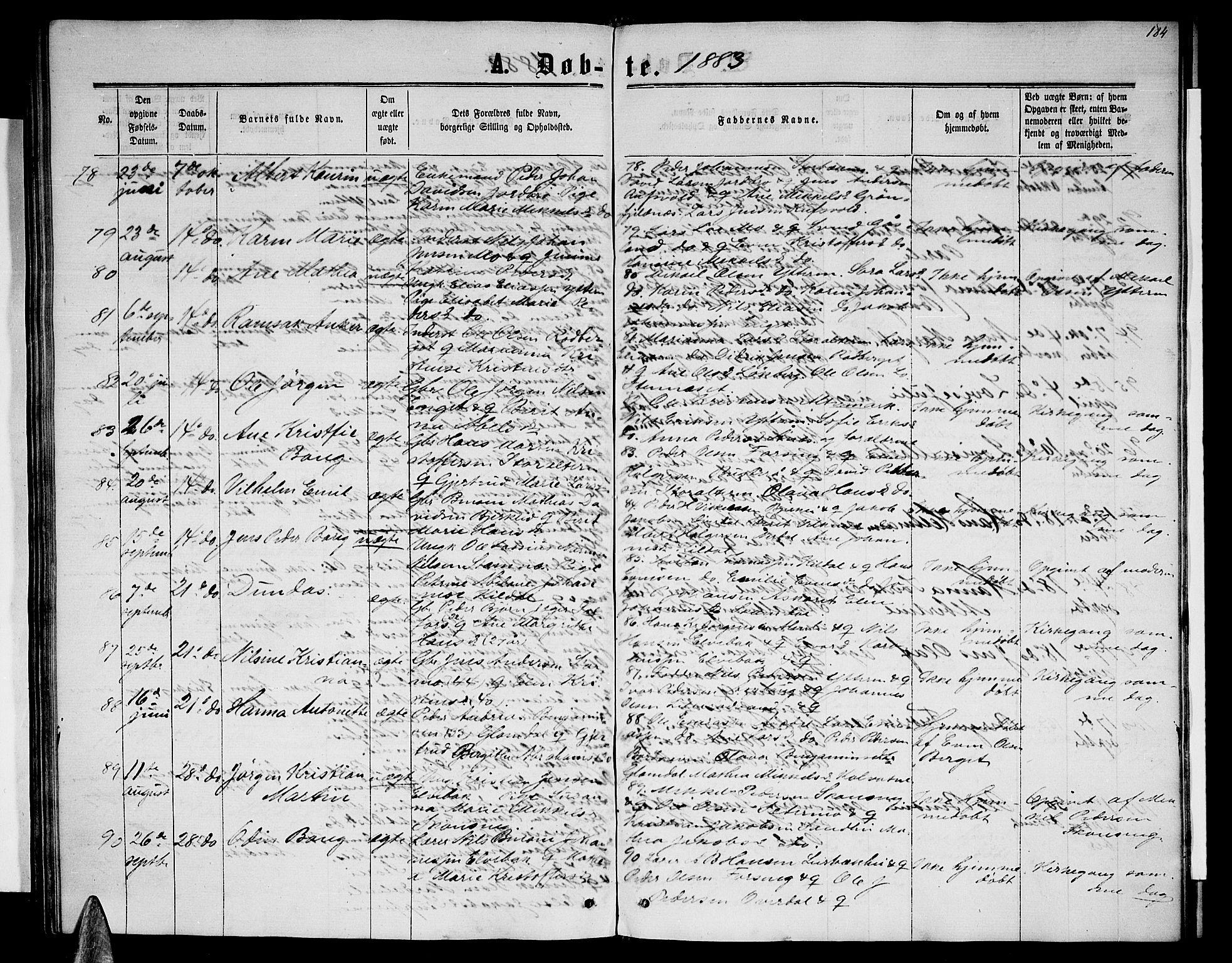Ministerialprotokoller, klokkerbøker og fødselsregistre - Nordland, SAT/A-1459/827/L0415: Parish register (copy) no. 827C04, 1864-1886, p. 184