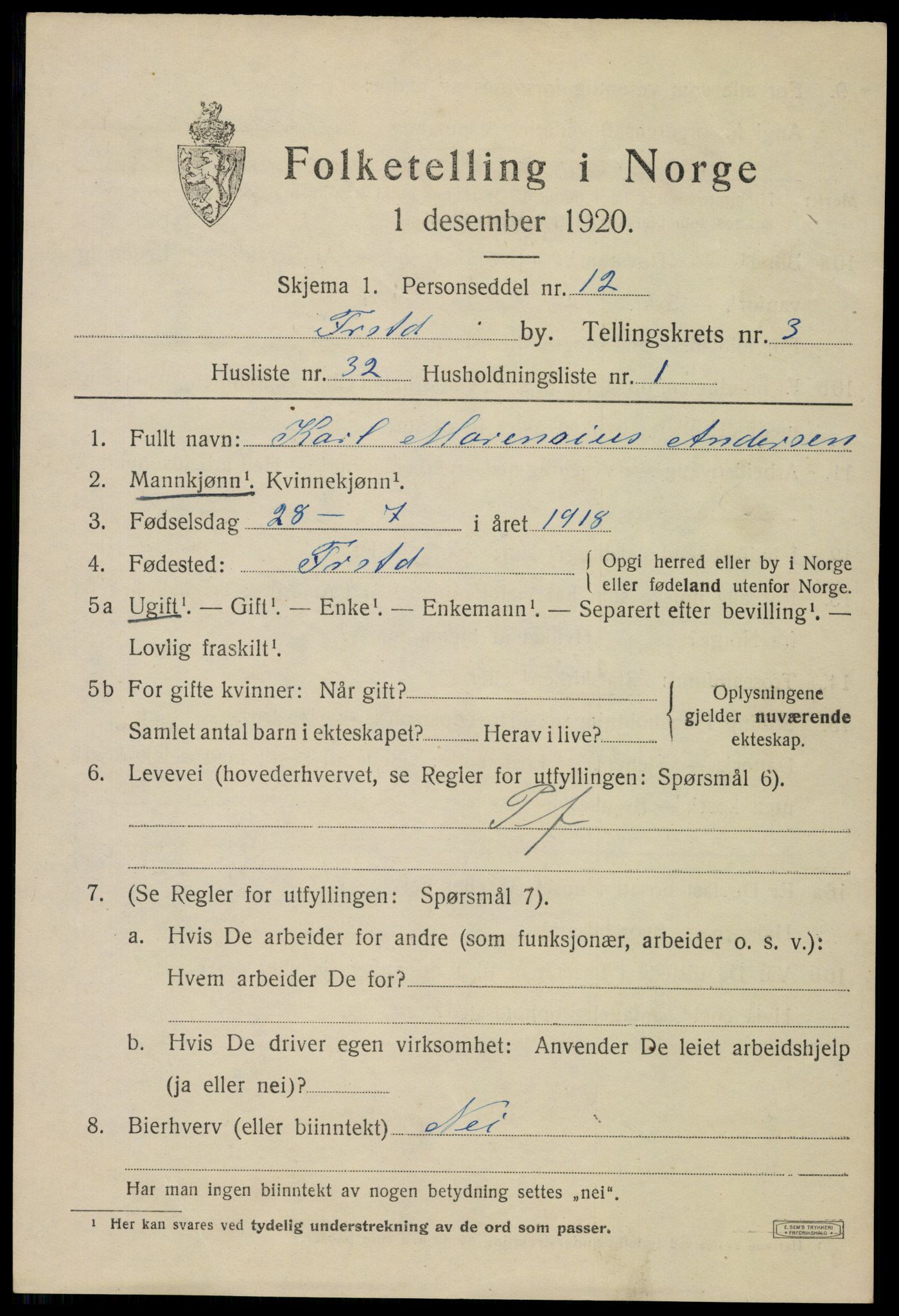 SAO, 1920 census for Fredrikstad, 1920, p. 15505