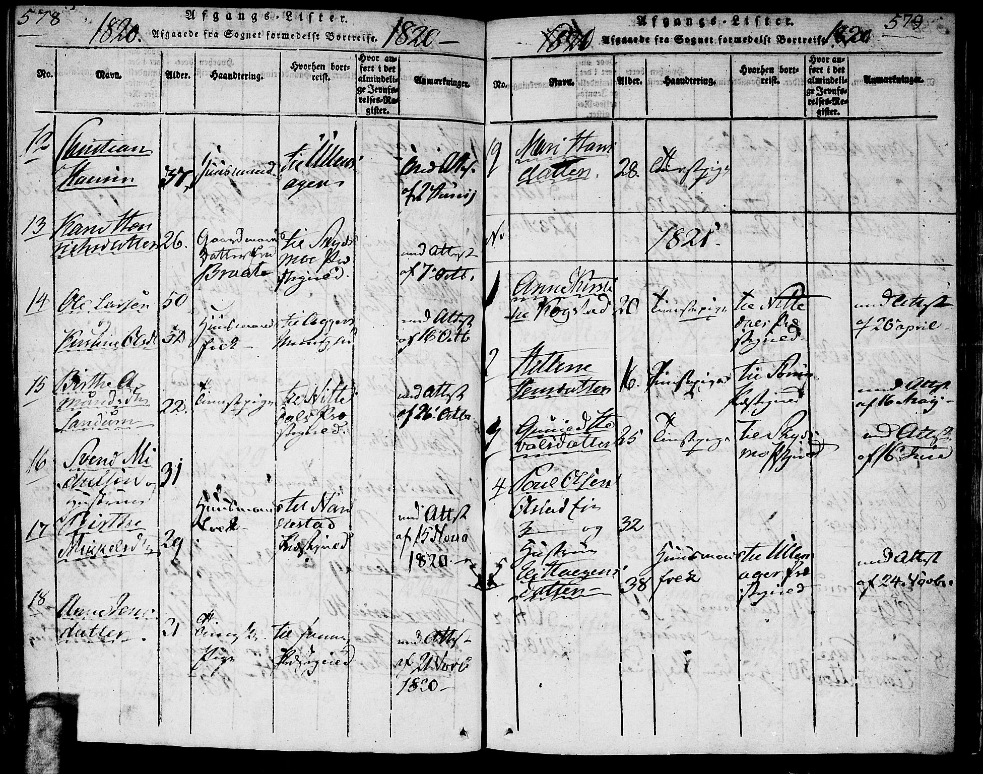 Gjerdrum prestekontor Kirkebøker, AV/SAO-A-10412b/G/Ga/L0001: Parish register (copy) no. I 1, 1816-1837, p. 578-579