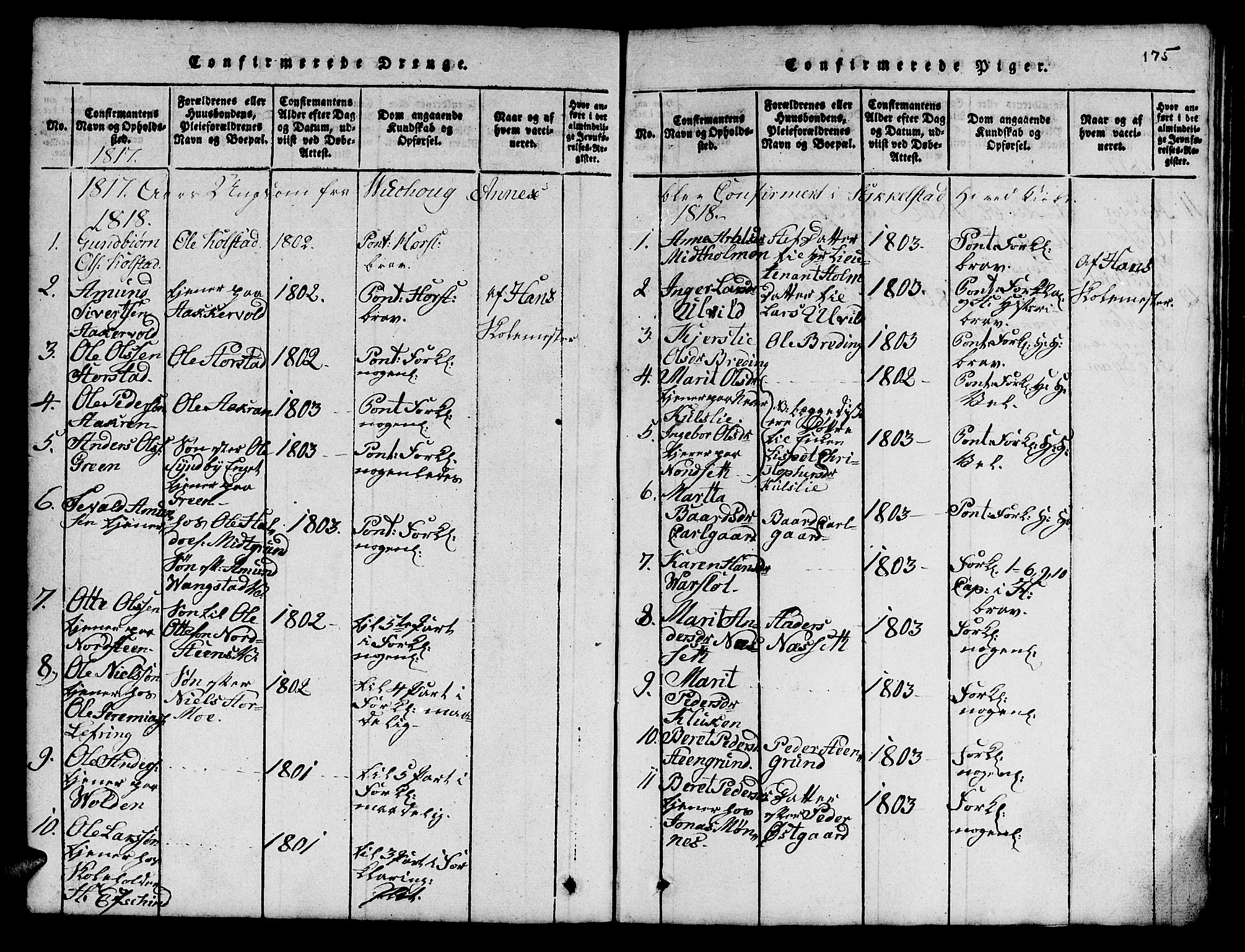 Ministerialprotokoller, klokkerbøker og fødselsregistre - Nord-Trøndelag, SAT/A-1458/724/L0265: Parish register (copy) no. 724C01, 1816-1845, p. 175