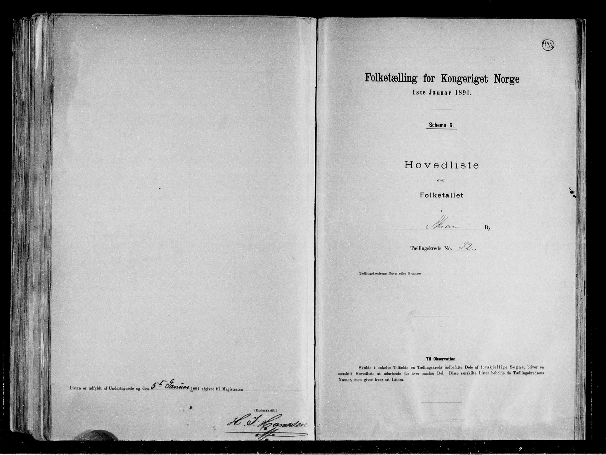 RA, 1891 census for 0806 Skien, 1891, p. 71