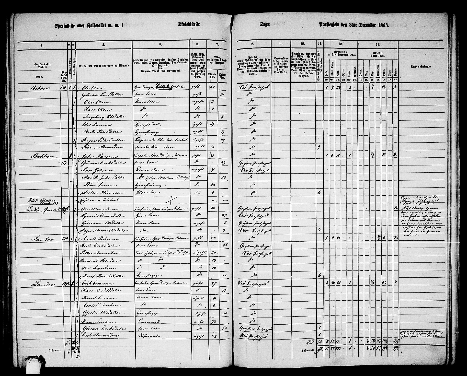 RA, 1865 census for Veøy, 1865, p. 61