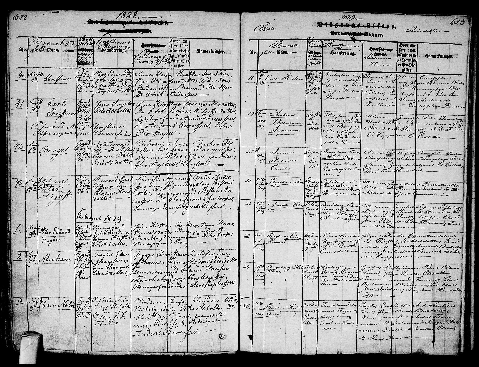 Strømsø kirkebøker, SAKO/A-246/G/Ga/L0001: Parish register (copy) no. 1, 1815-1829, p. 622-623