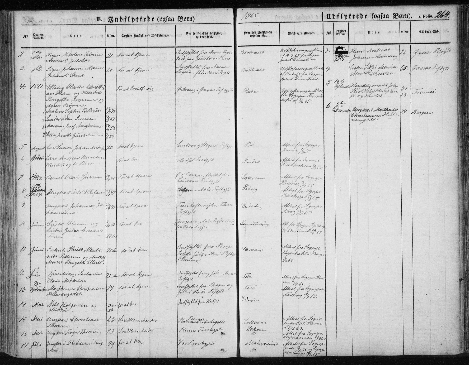 Ministerialprotokoller, klokkerbøker og fødselsregistre - Nordland, AV/SAT-A-1459/891/L1300: Parish register (official) no. 891A05, 1856-1870, p. 264