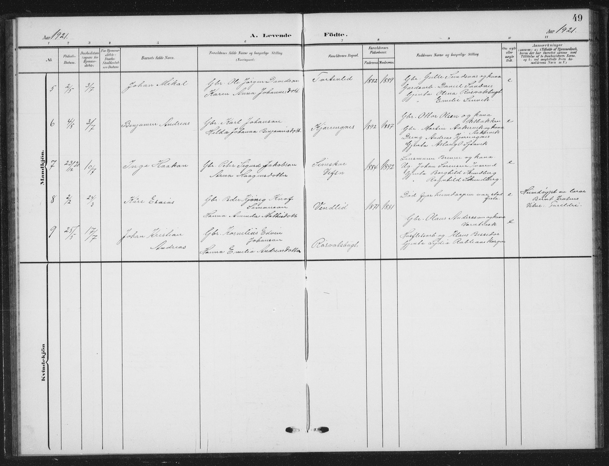 Ministerialprotokoller, klokkerbøker og fødselsregistre - Nordland, AV/SAT-A-1459/823/L0331: Parish register (copy) no. 823C03, 1905-1934, p. 49