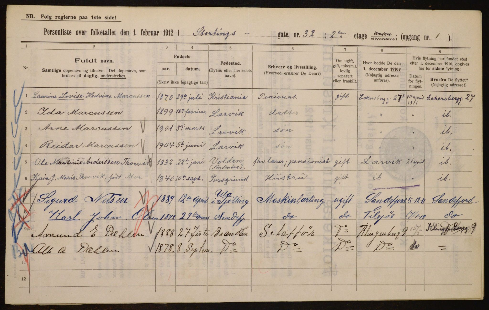 OBA, Municipal Census 1912 for Kristiania, 1912, p. 103666