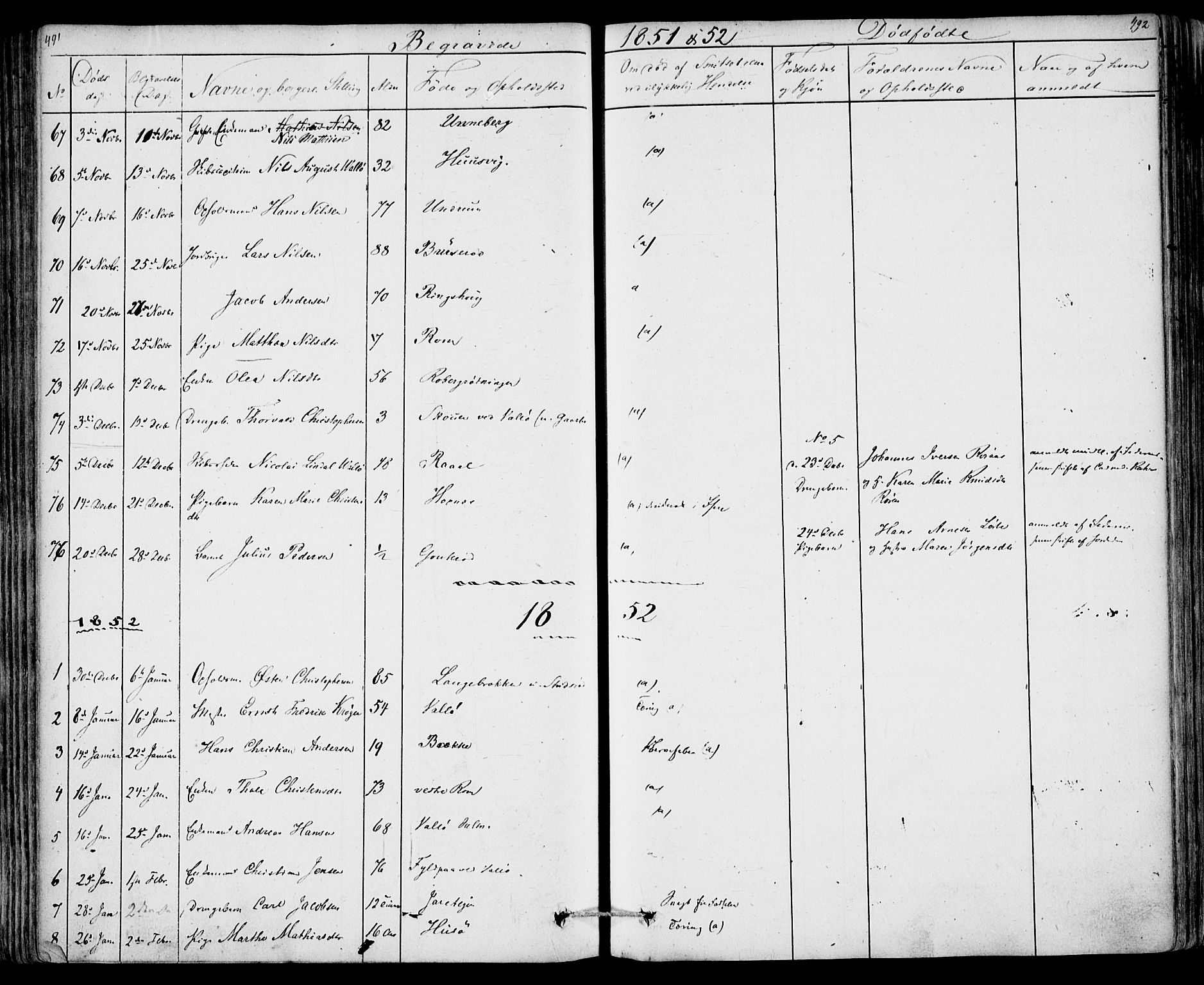 Sem kirkebøker, SAKO/A-5/F/Fa/L0006: Parish register (official) no. I 6, 1843-1855, p. 491-492