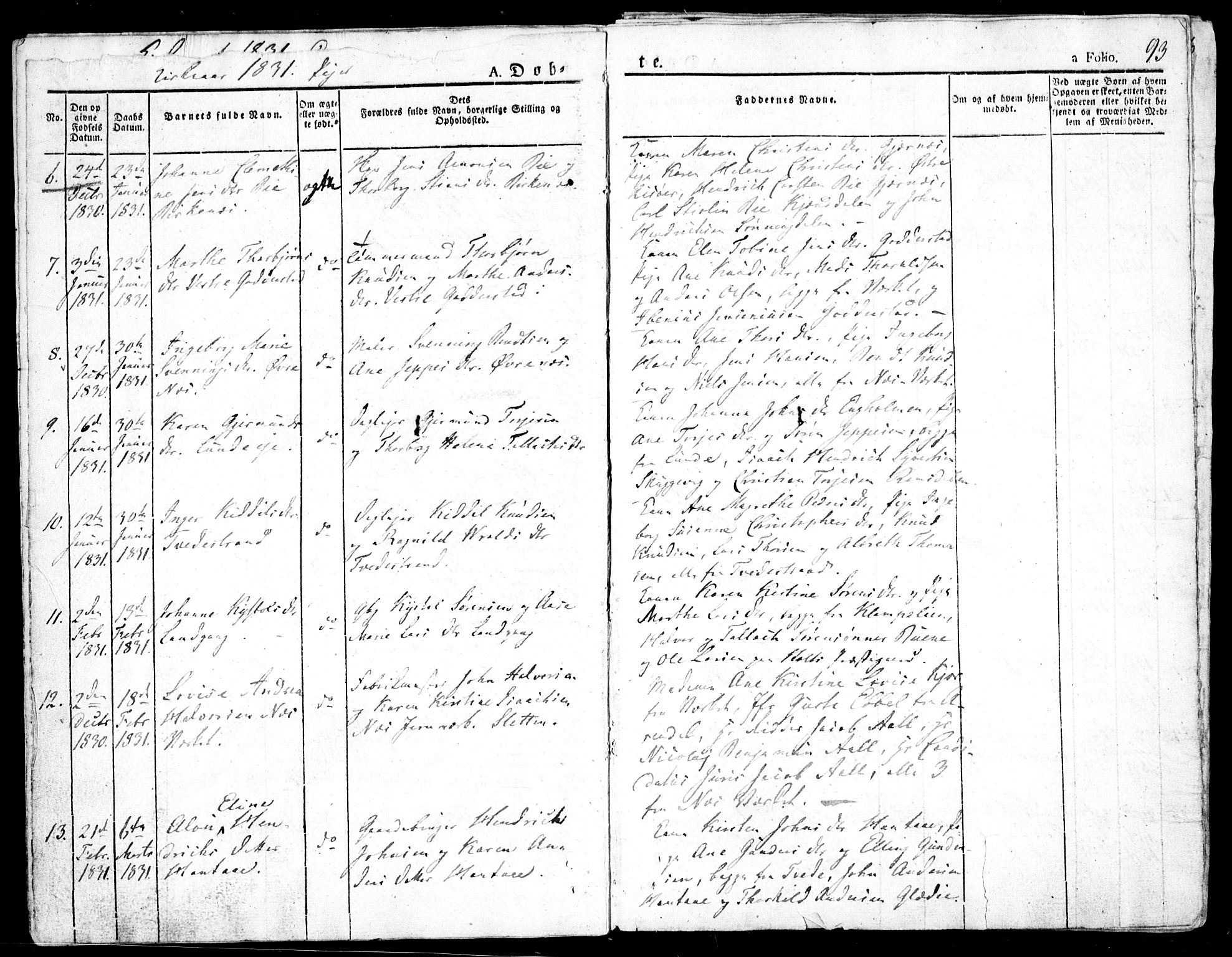 Holt sokneprestkontor, SAK/1111-0021/F/Fa/L0006: Parish register (official) no. A 6, 1820-1835, p. 93