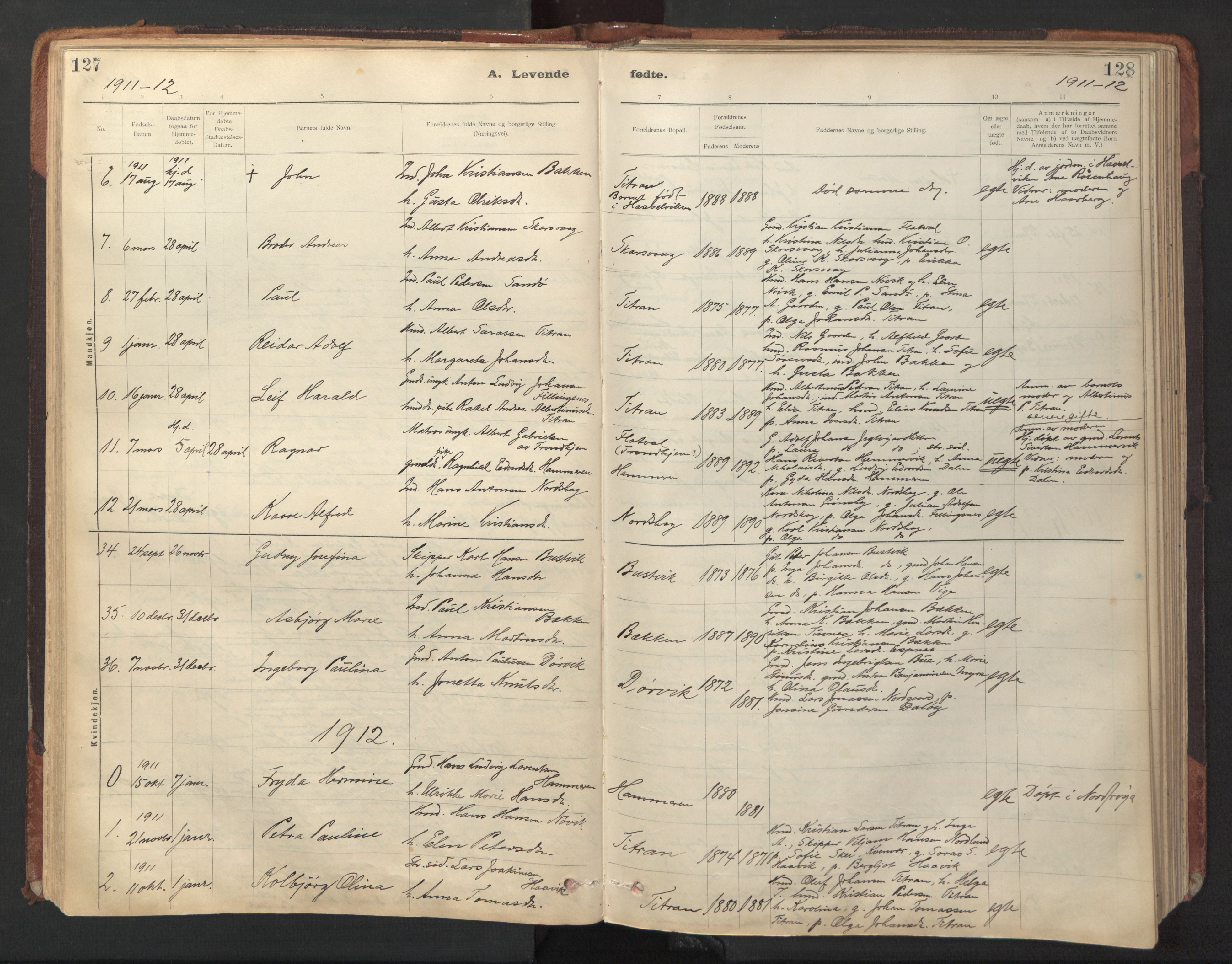 Ministerialprotokoller, klokkerbøker og fødselsregistre - Sør-Trøndelag, SAT/A-1456/641/L0596: Parish register (official) no. 641A02, 1898-1915, p. 127-128