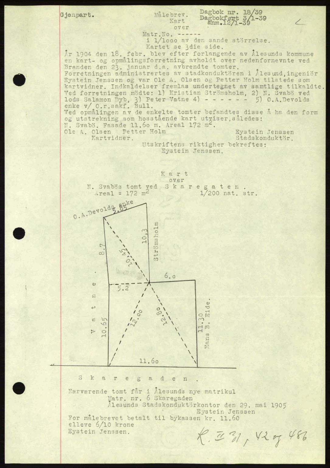 Ålesund byfogd, AV/SAT-A-4384: Mortgage book no. 34 II, 1938-1940, Diary no: : 18/1939