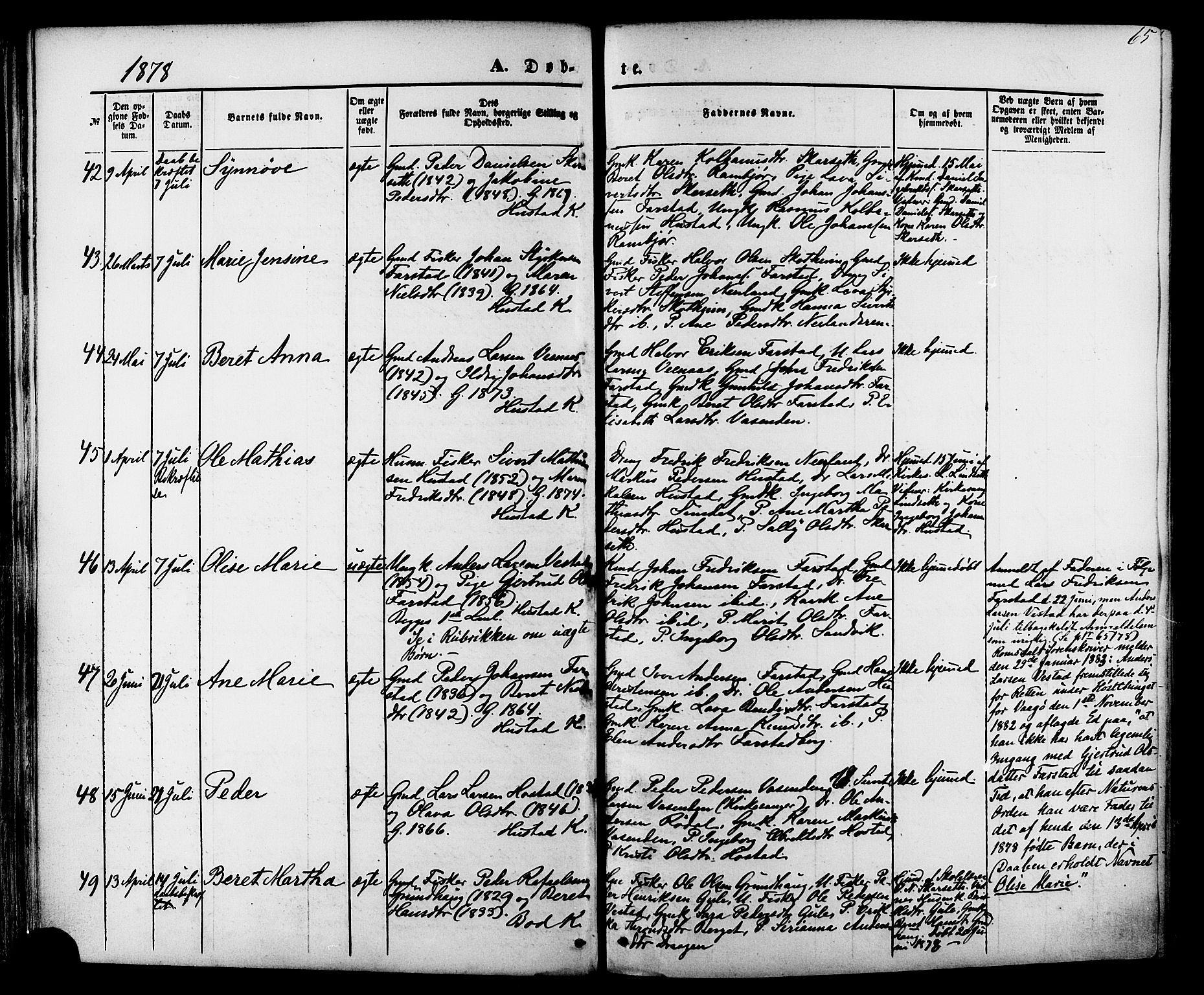 Ministerialprotokoller, klokkerbøker og fødselsregistre - Møre og Romsdal, SAT/A-1454/566/L0768: Parish register (official) no. 566A07, 1869-1881, p. 65
