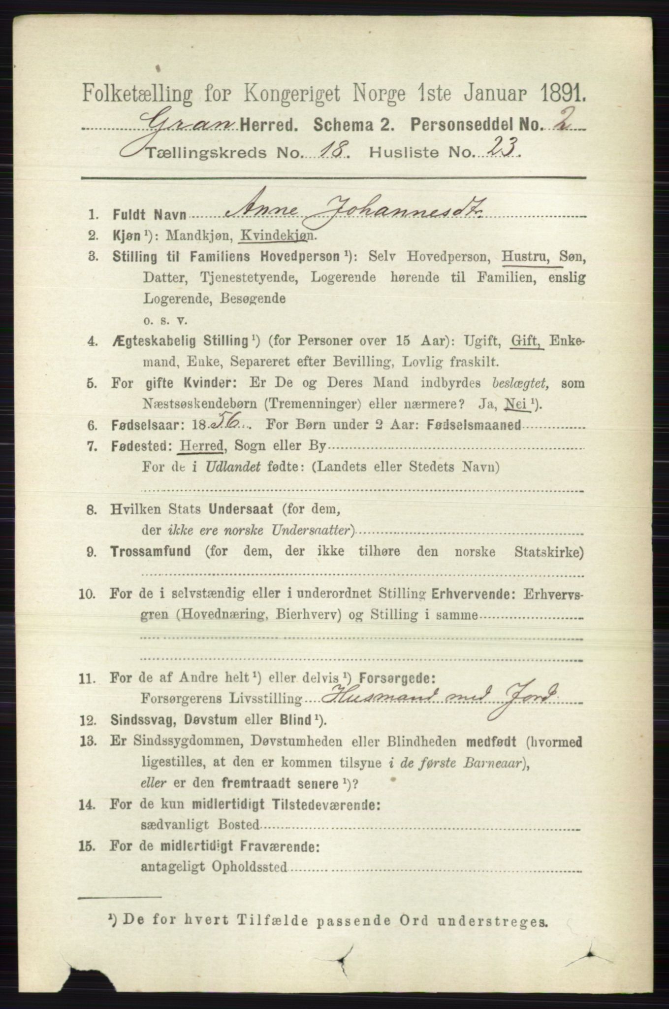 RA, 1891 census for 0534 Gran, 1891, p. 9653