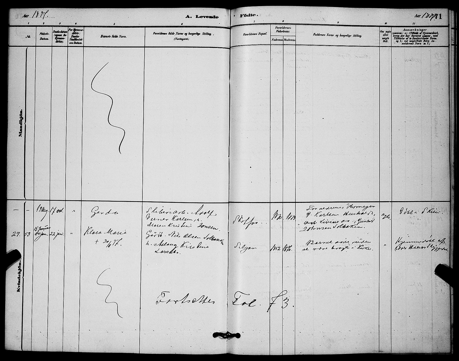 Solum kirkebøker, SAKO/A-306/G/Gb/L0003: Parish register (copy) no. II 3, 1880-1898, p. 71