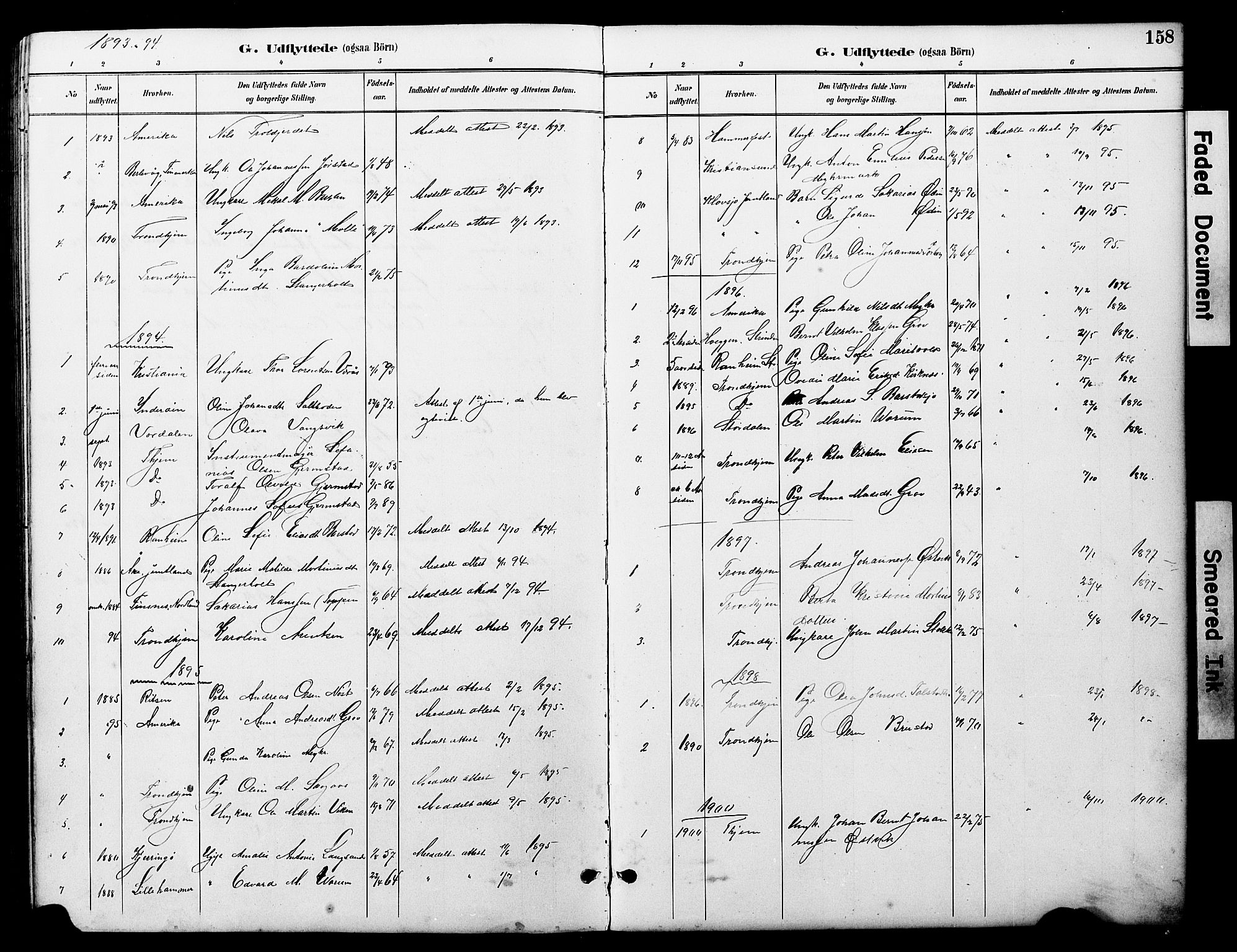 Ministerialprotokoller, klokkerbøker og fødselsregistre - Nord-Trøndelag, AV/SAT-A-1458/722/L0226: Parish register (copy) no. 722C02, 1889-1927, p. 158