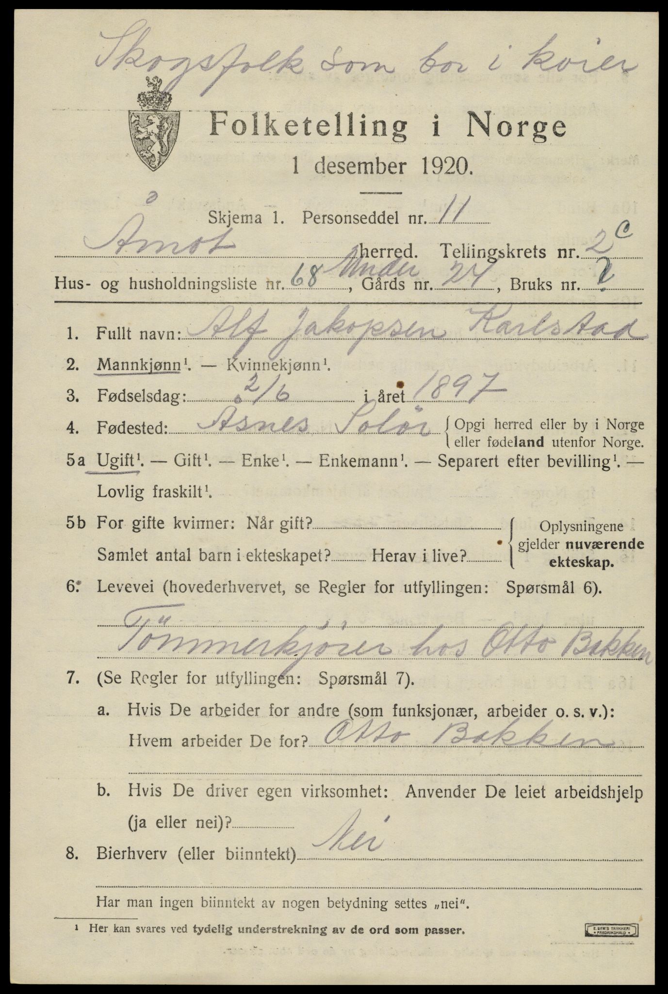 SAH, 1920 census for Åmot, 1920, p. 5843