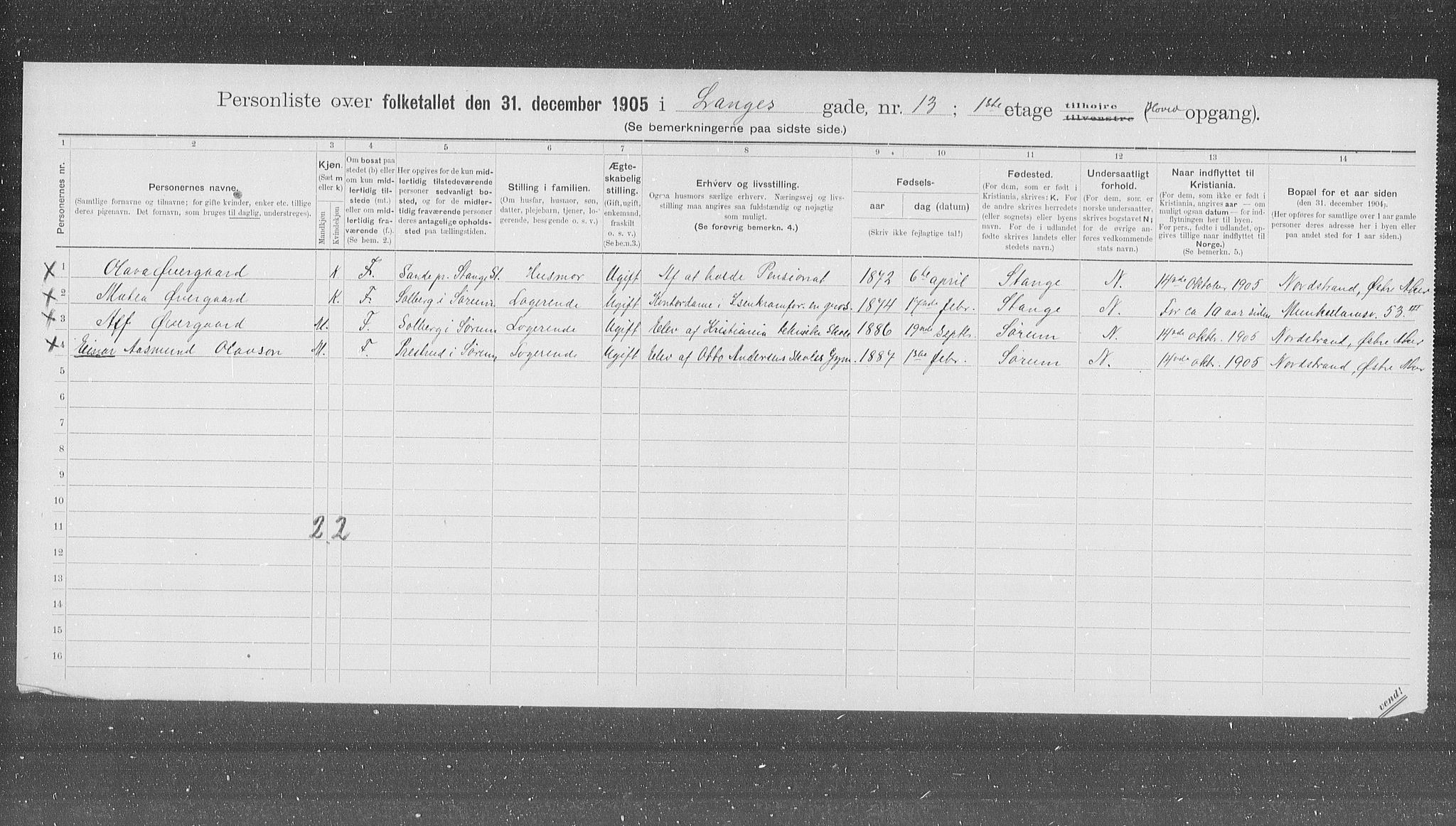 OBA, Municipal Census 1905 for Kristiania, 1905, p. 29594