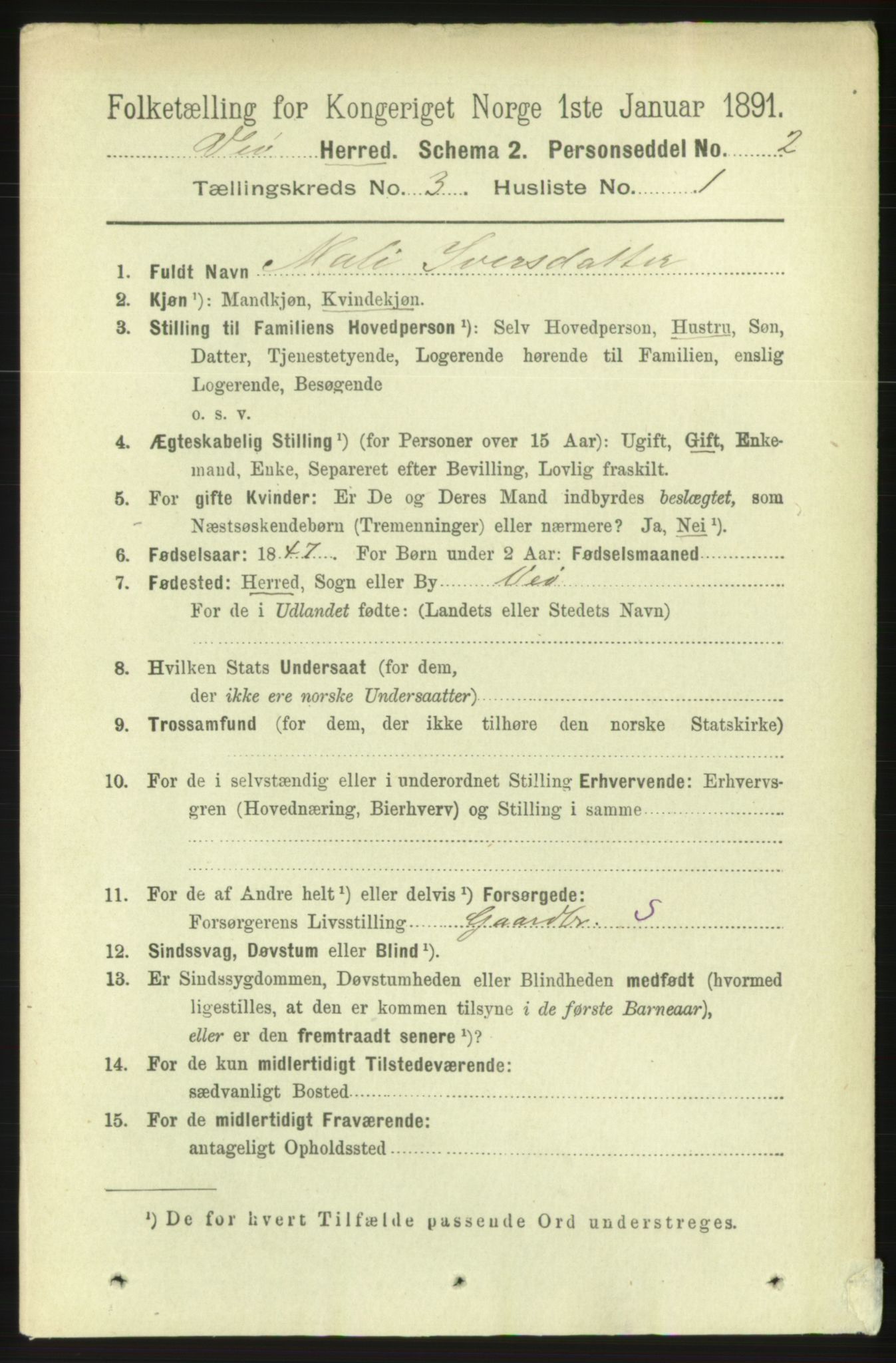 RA, 1891 census for 1541 Veøy, 1891, p. 1422