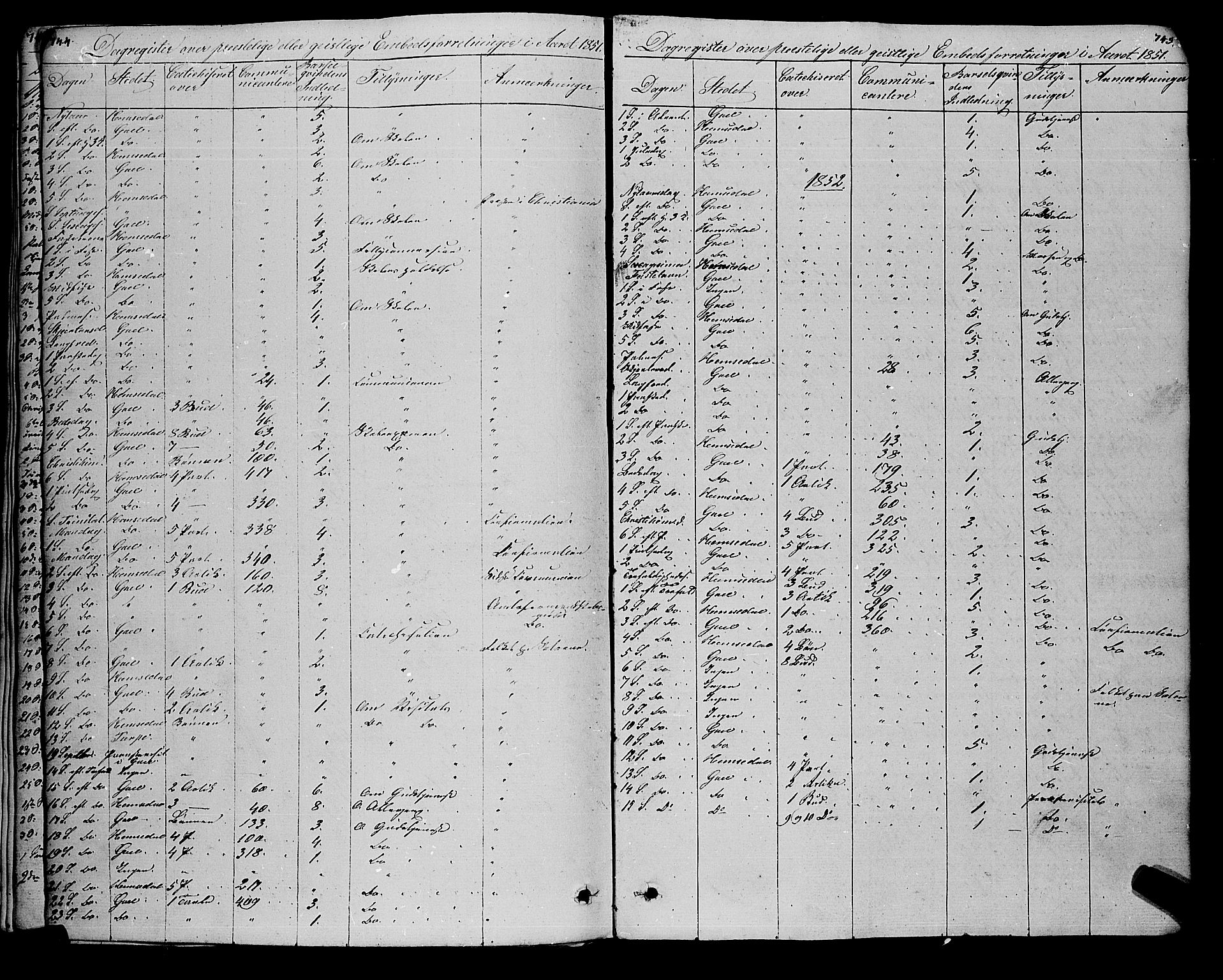 Gol kirkebøker, AV/SAKO-A-226/F/Fa/L0002: Parish register (official) no. I 2, 1837-1863, p. 744-745