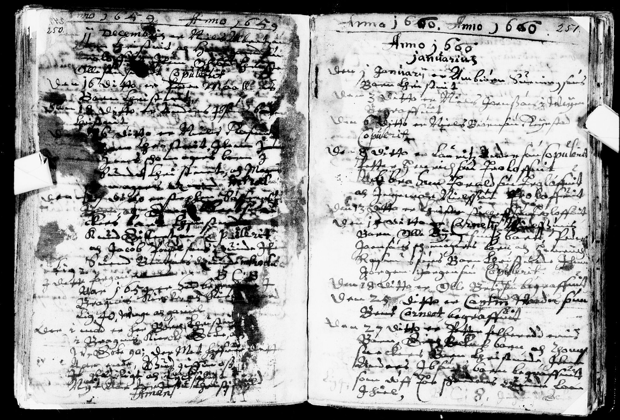 Bragernes kirkebøker, AV/SAKO-A-6/F/Fa/L0001: Parish register (official) no. I 1, 1634-1662, p. 250-251