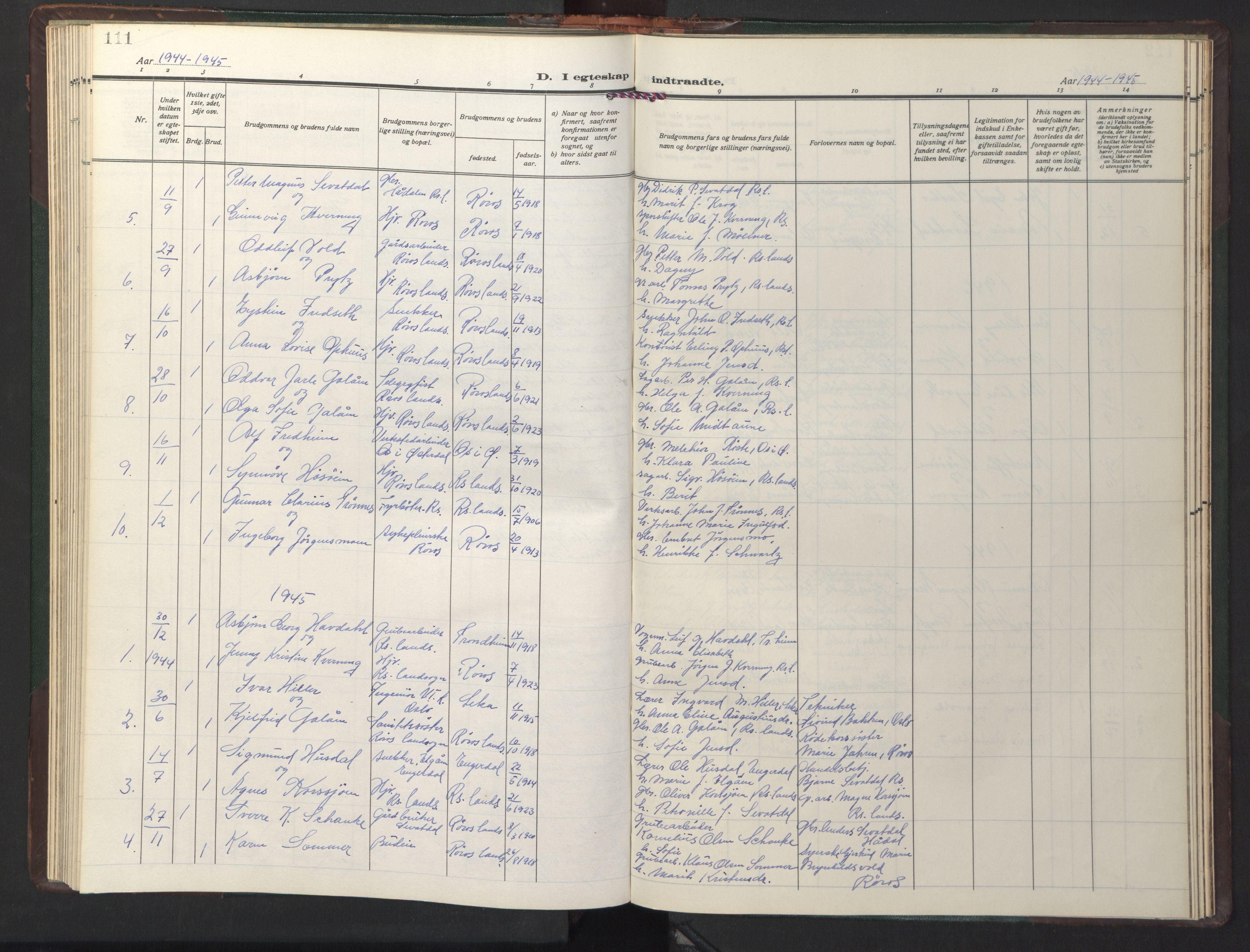 Ministerialprotokoller, klokkerbøker og fødselsregistre - Sør-Trøndelag, SAT/A-1456/681/L0944: Parish register (copy) no. 681C08, 1926-1954, p. 111