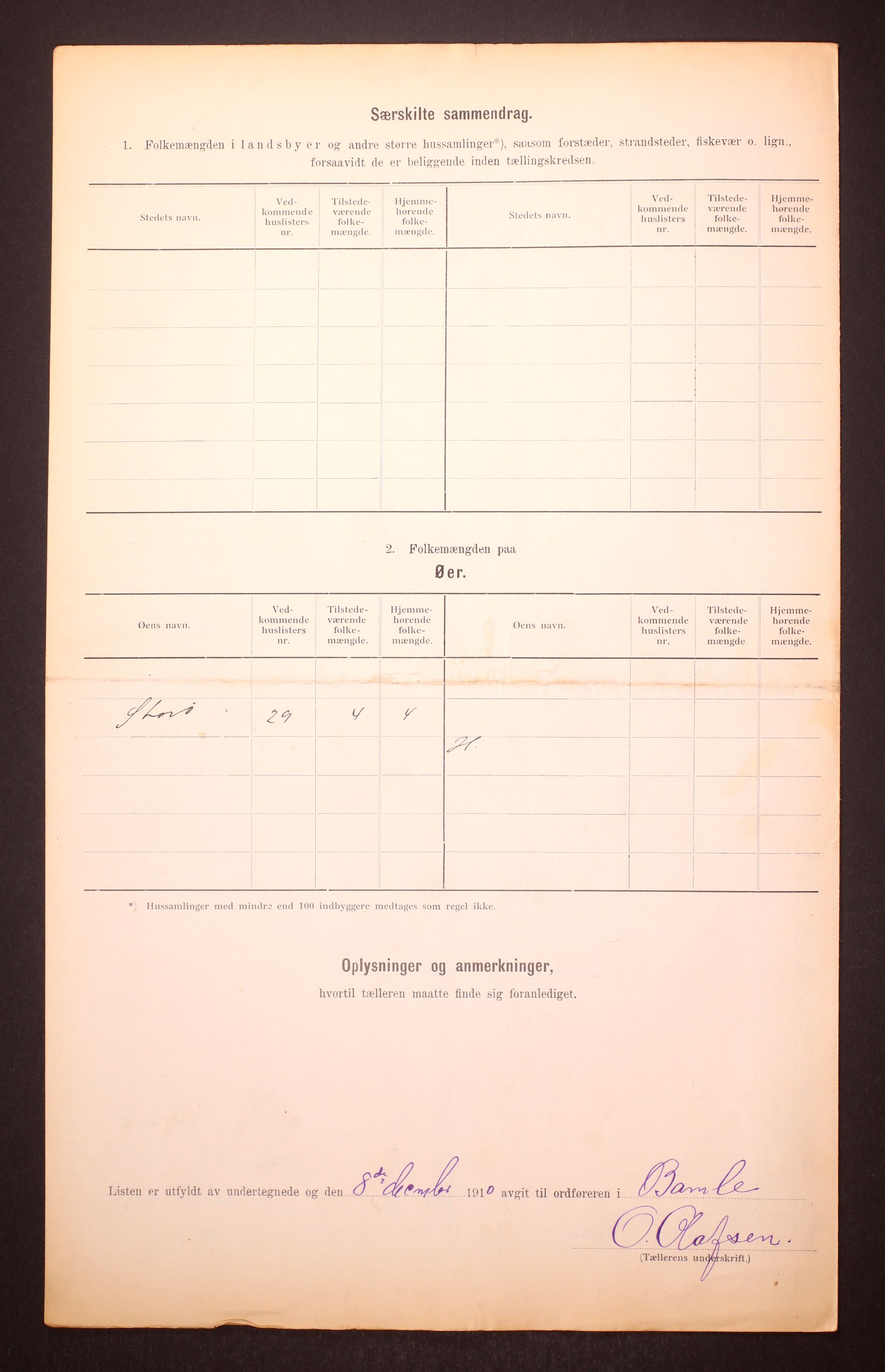 RA, 1910 census for Bamble, 1910, p. 30